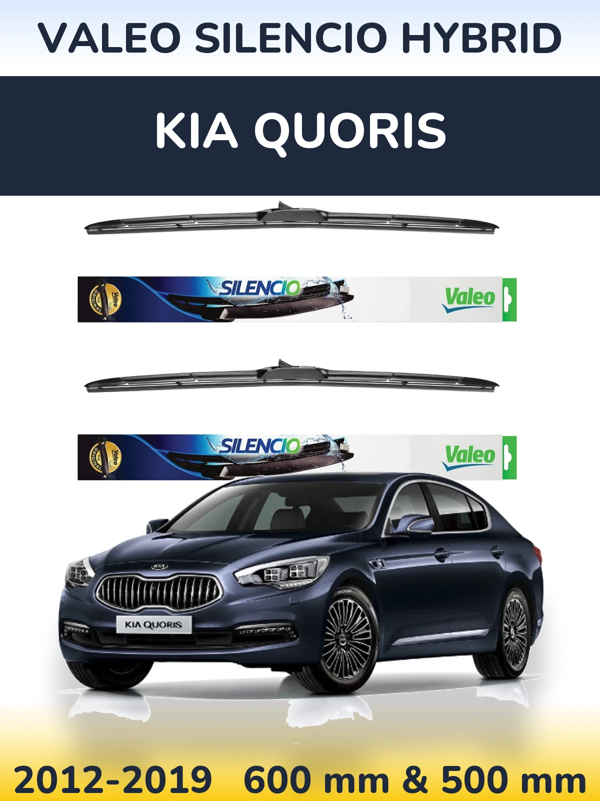 Комплект передних дворников Valeo Silencio Hybrid 600 & 500 мм для KIA Quoris 2012-2019