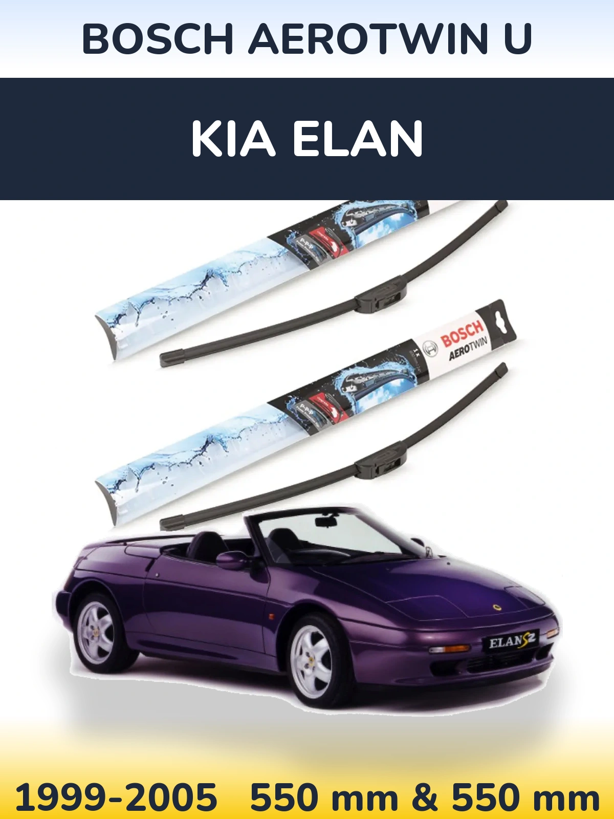 Комплект передніх щіток BOSCH AeroTwin U 550 & 550 мм для KIA Elan 1999-2005