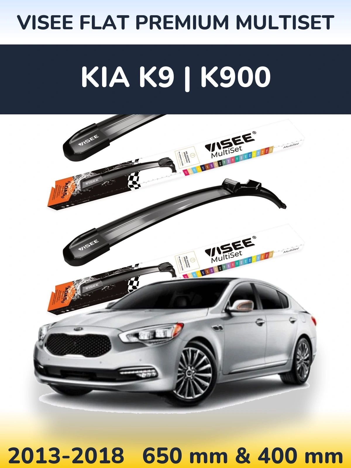 Front wiper blade set VISEE FLAT PREMIUM MultiSet 650 & 400 mm for KIA K9 | K900 2013-2018