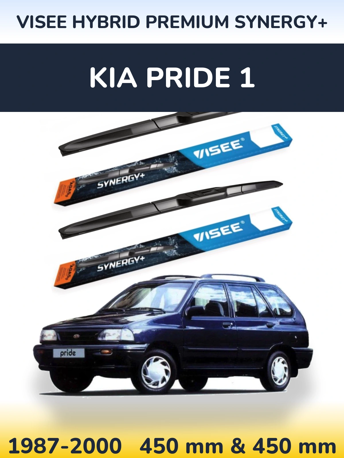 Комплект передних дворников VISEE HYBRID PREMIUM SYNERGY+ 450 & 450 мм для KIA Pride 1 1987-2000