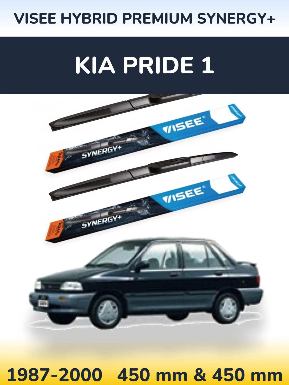 Комплект передніх щіток VISEE HYBRID PREMIUM SYNERGY+ 450 & 450 мм для KIA Pride 1 1987-2000
