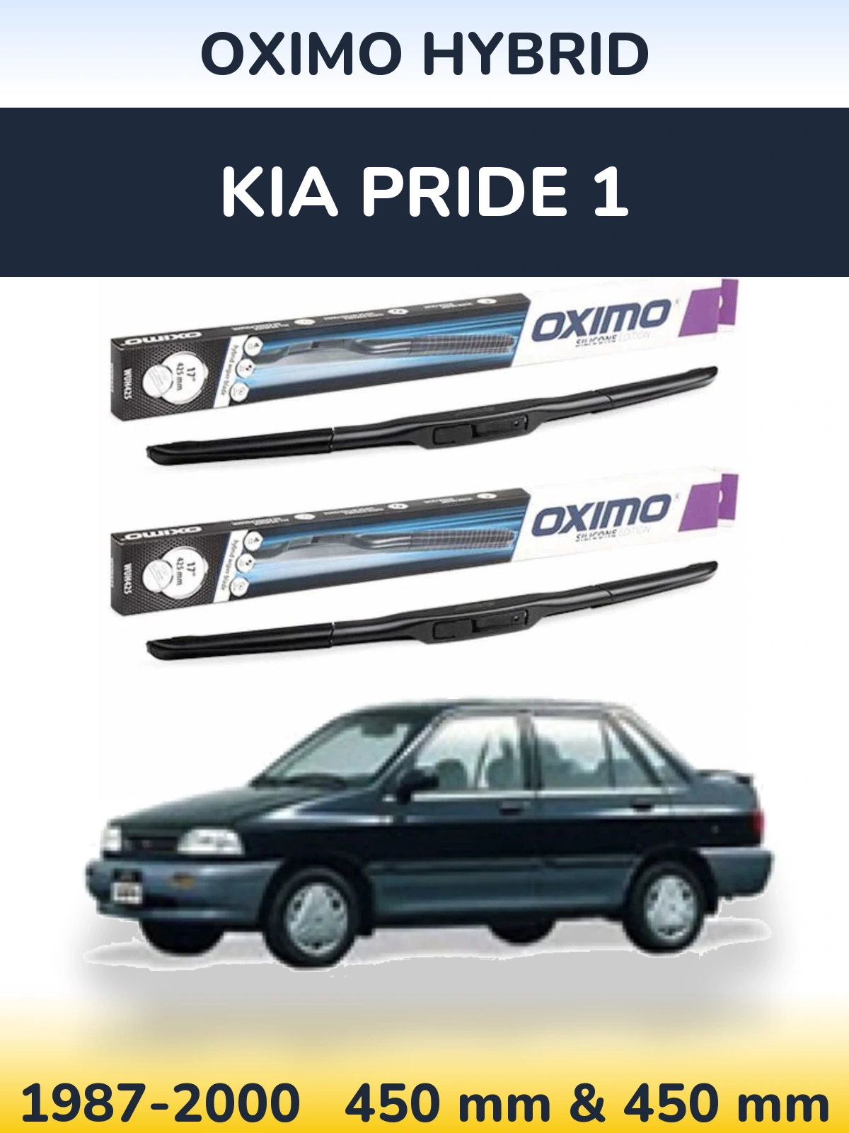 Комплект передніх щіток Oximo Hybrid 450 & 450 мм для KIA Pride 1 1987-2000