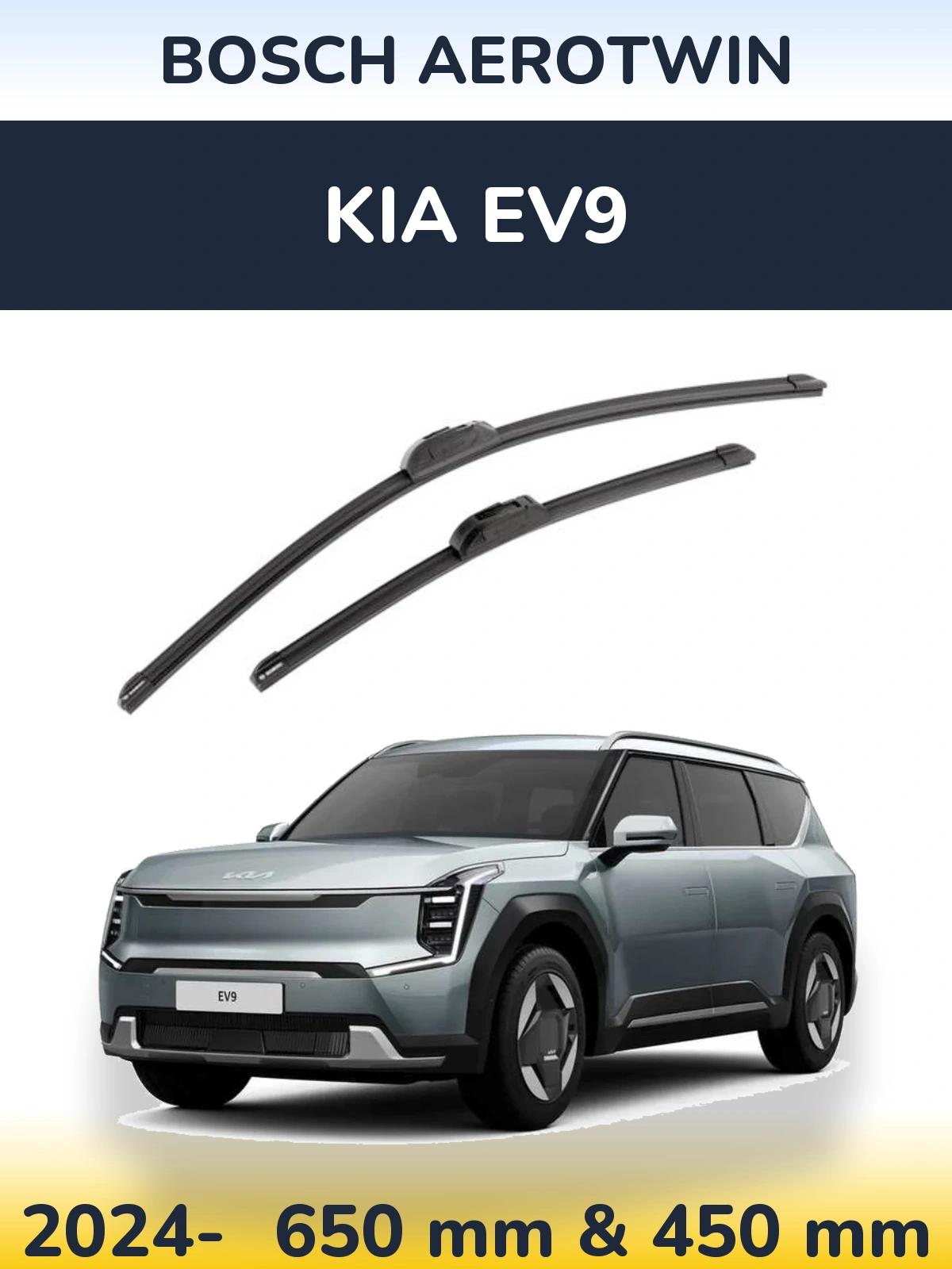 Комплект передніх щіток BOSCH AeroTwin 650 & 450 мм для KIA EV9 2024-2026