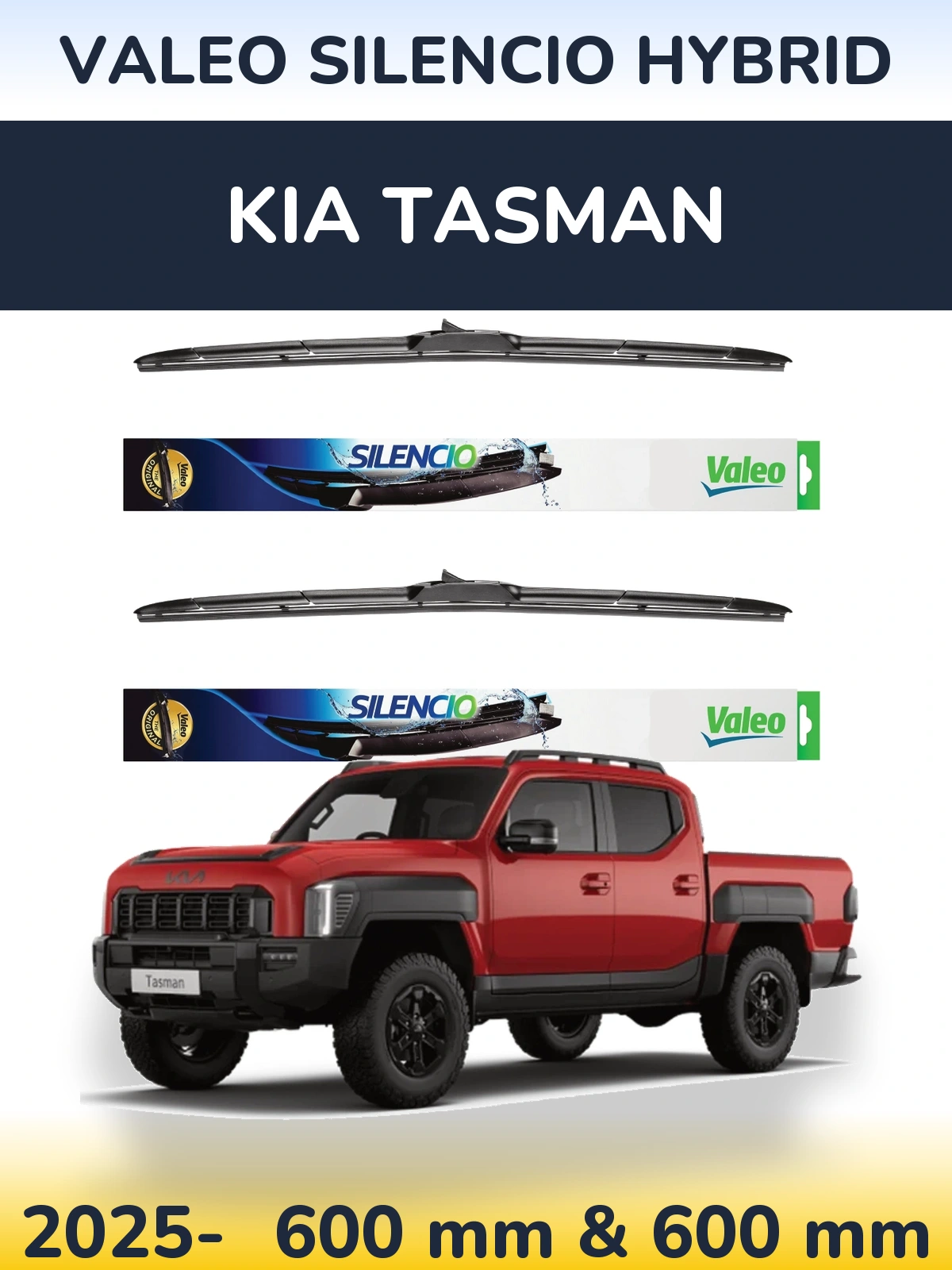Комплект передних дворников Valeo Silencio Hybrid 600 & 600 мм для KIA Tasman 2025-2026
