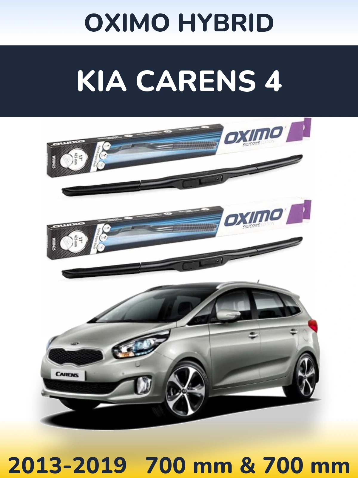 Front wiper blade set Oximo Hybrid 700 & 700 mm for KIA Carens 4 2013-2019