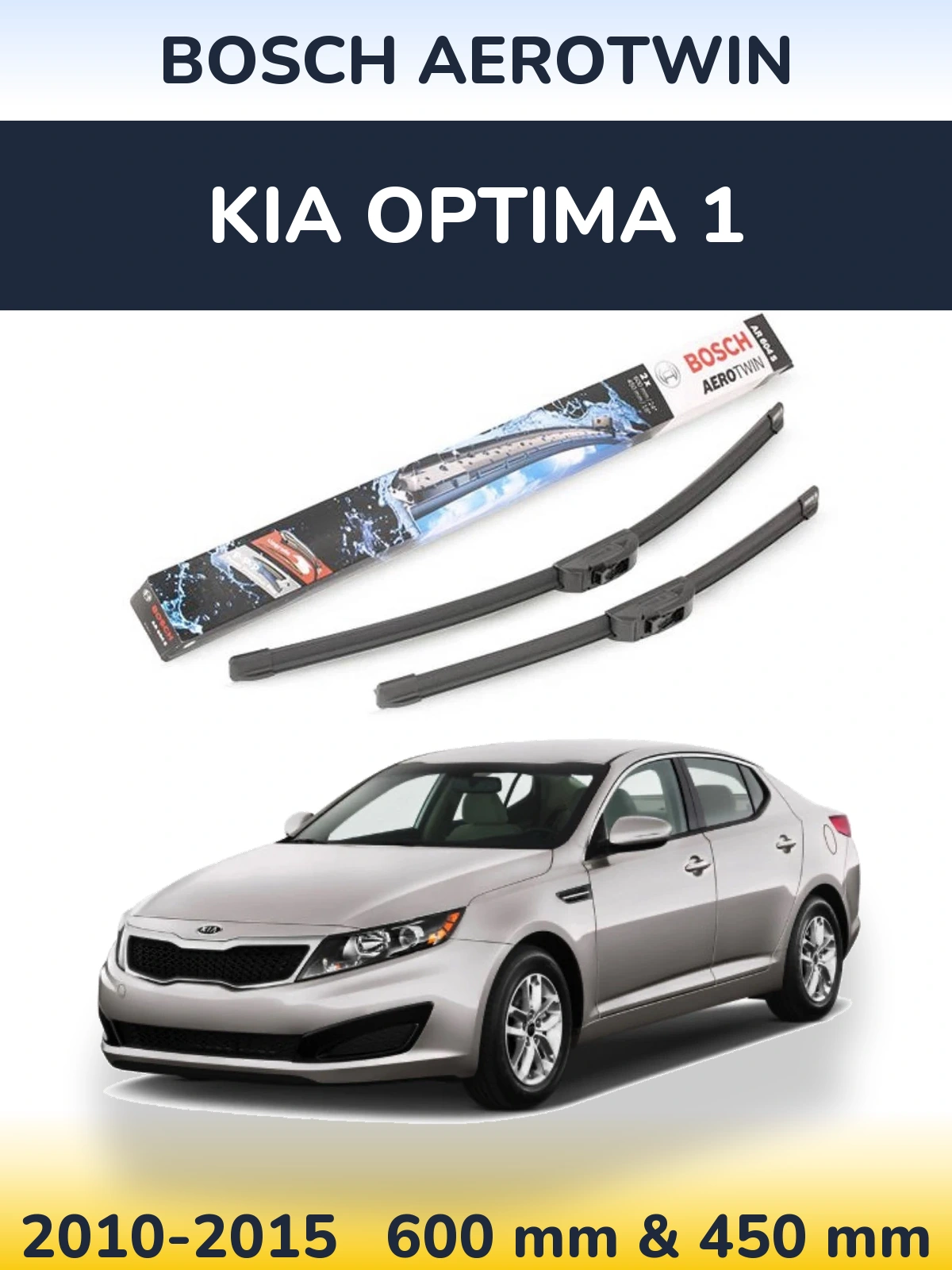 Front wiper blade set BOSCH AeroTwin 600 & 450 mm for KIA Optima 1 2010-2015