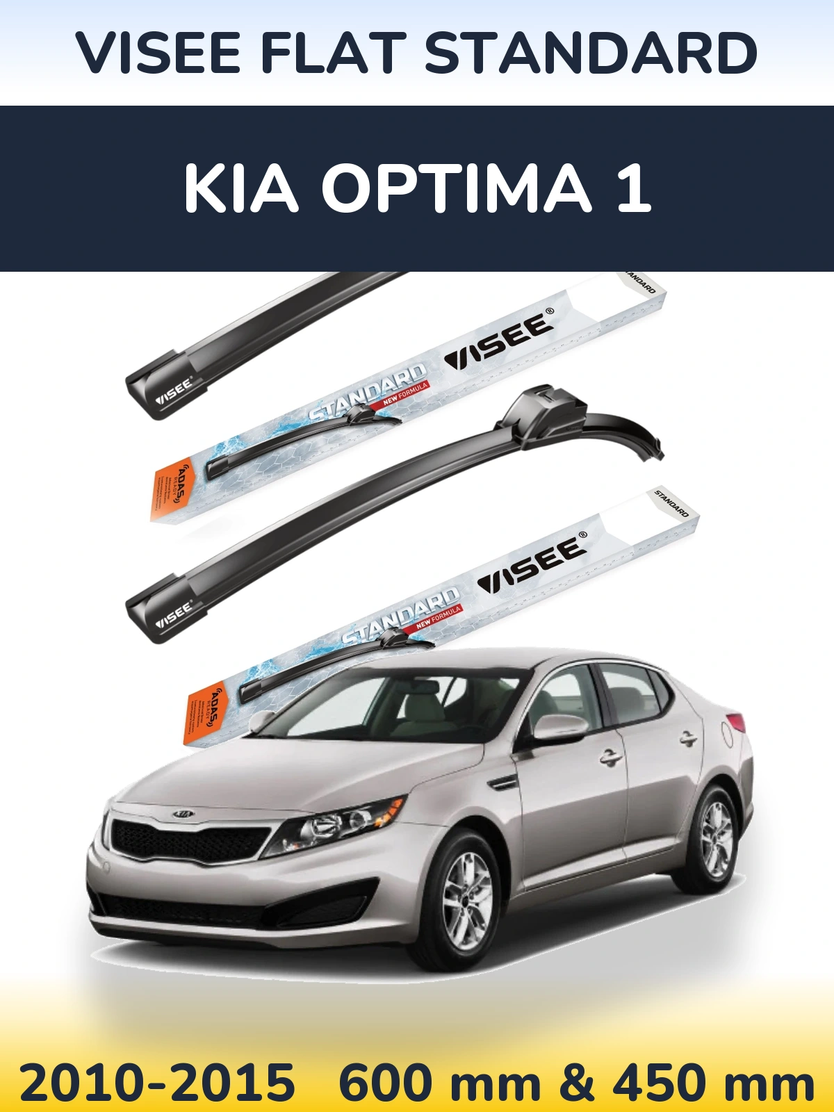 Front wiper blade set VISEE FLAT STANDARD 600 & 450 mm for KIA Optima 1 2010-2015