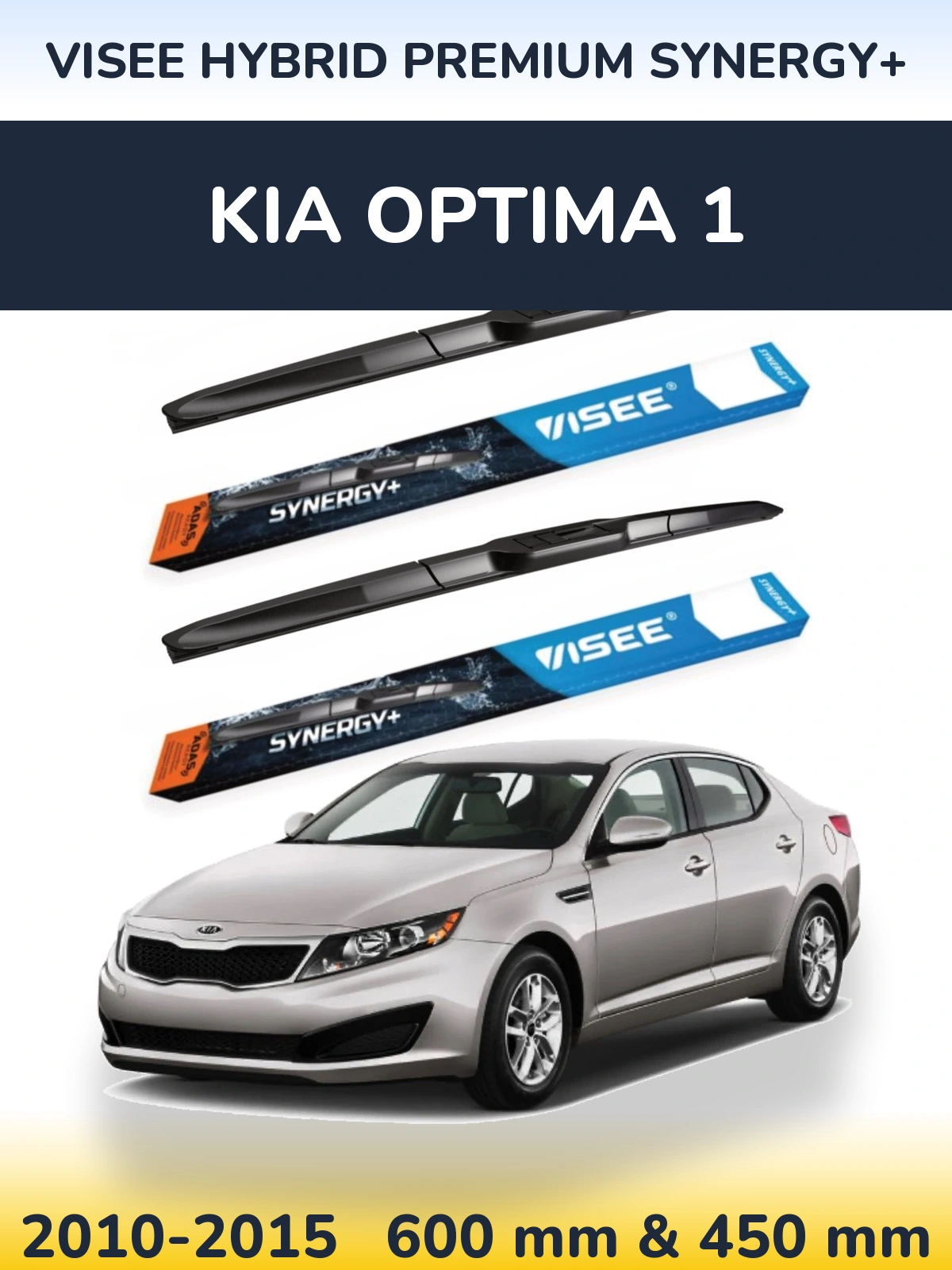 Front wiper blade set VISEE HYBRID PREMIUM SYNERGY+ 600 & 450 mm for KIA Optima 1 2010-2015