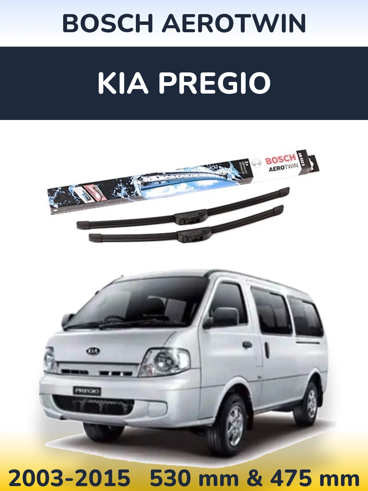 Комплект передніх щіток BOSCH AeroTwin 530 & 475 мм для KIA Pregio 2003-2015
