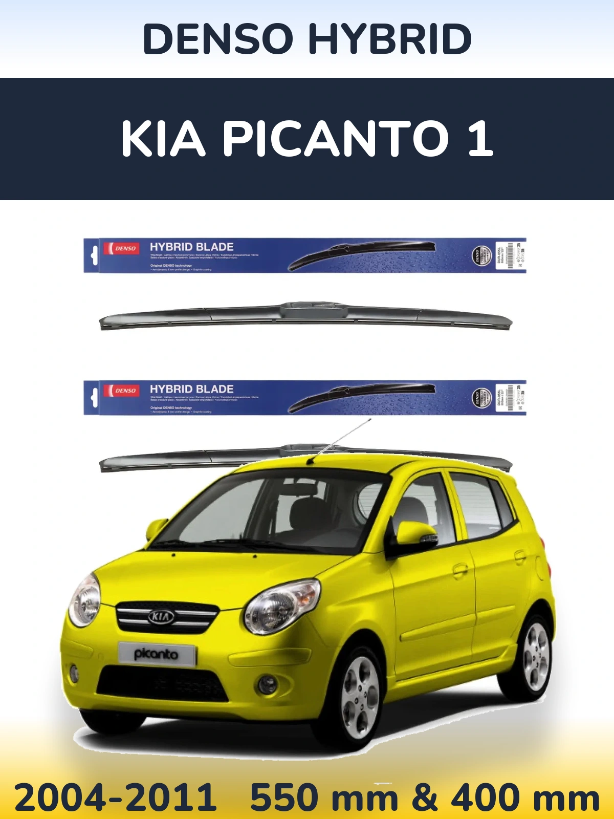 Комплект передних дворников Denso Hybrid 550 & 400 мм для KIA Picanto 1 2004-2011