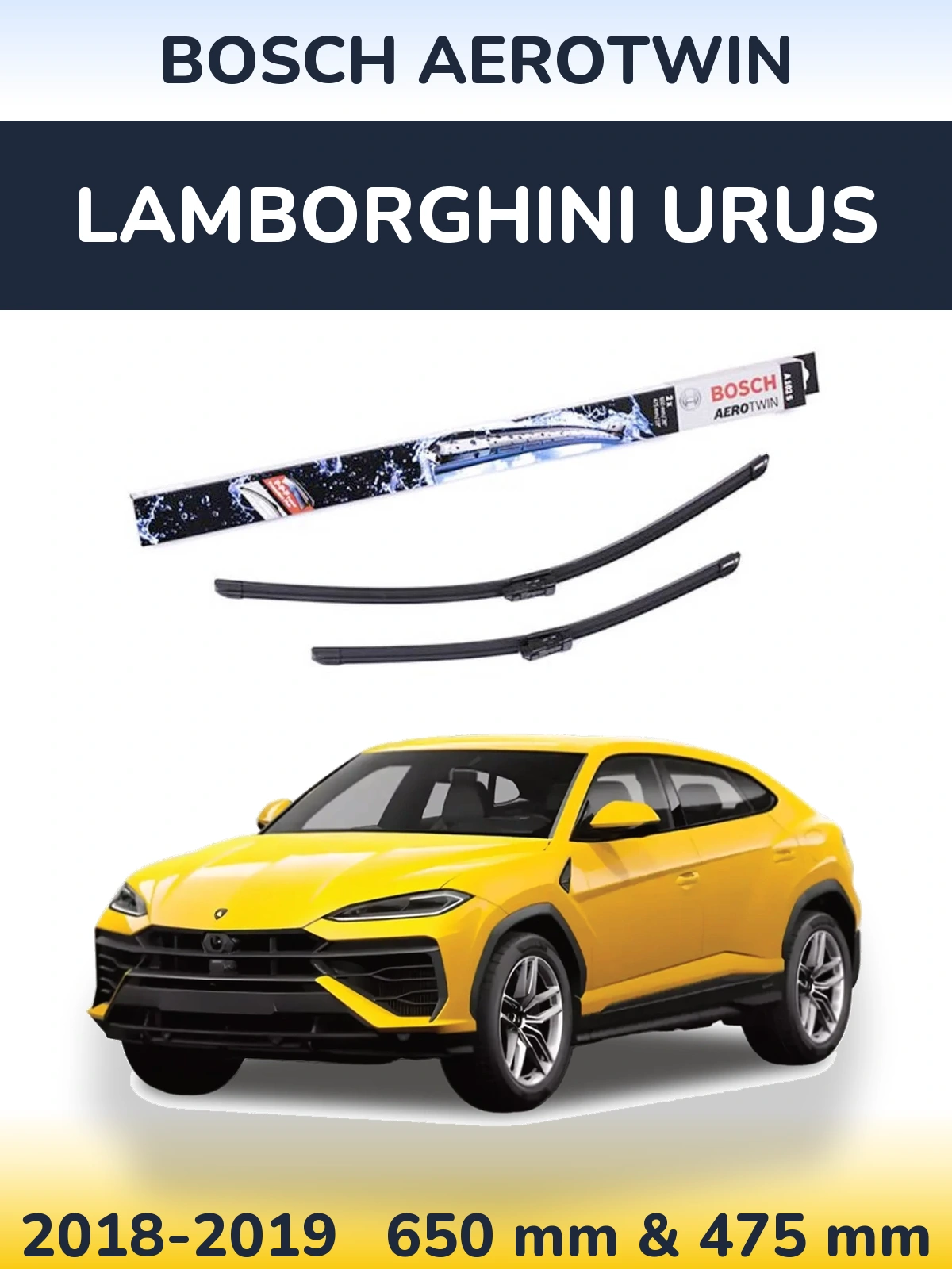 Комплект передніх щіток BOSCH AeroTwin 650 & 475 мм для Lamborghini Urus 2018-2019