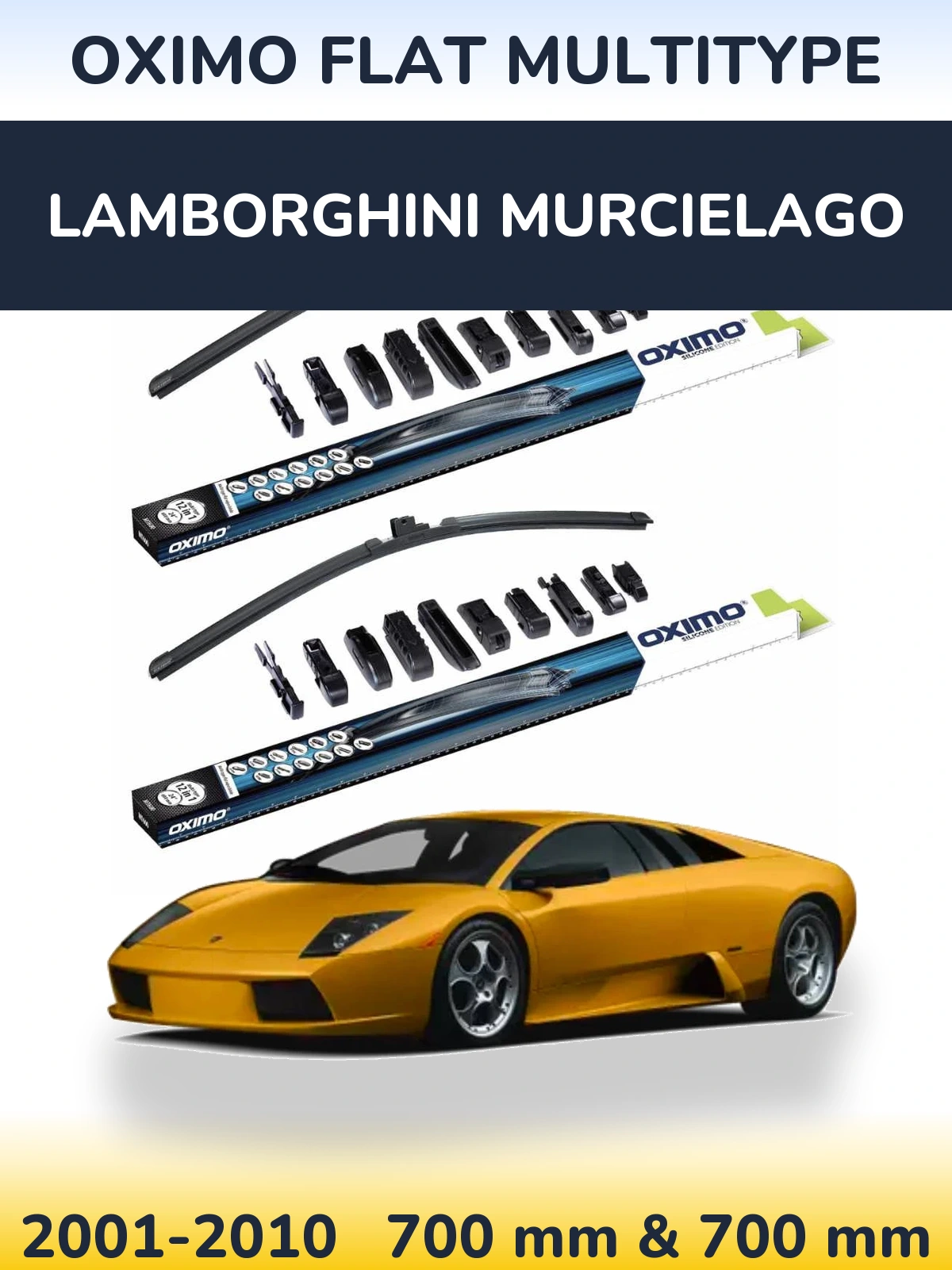 Front wiper blade set Oximo Flat MultiTypee 700 & 700 mm for Lamborghini Murcielago 2001-2010
