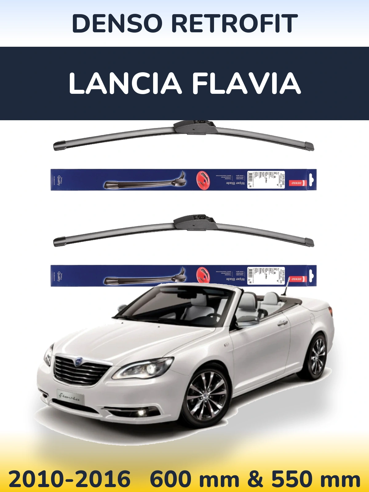 Комплект передних дворников Denso Retrofit 600 & 550 мм для Lancia Flavia 2010-2016