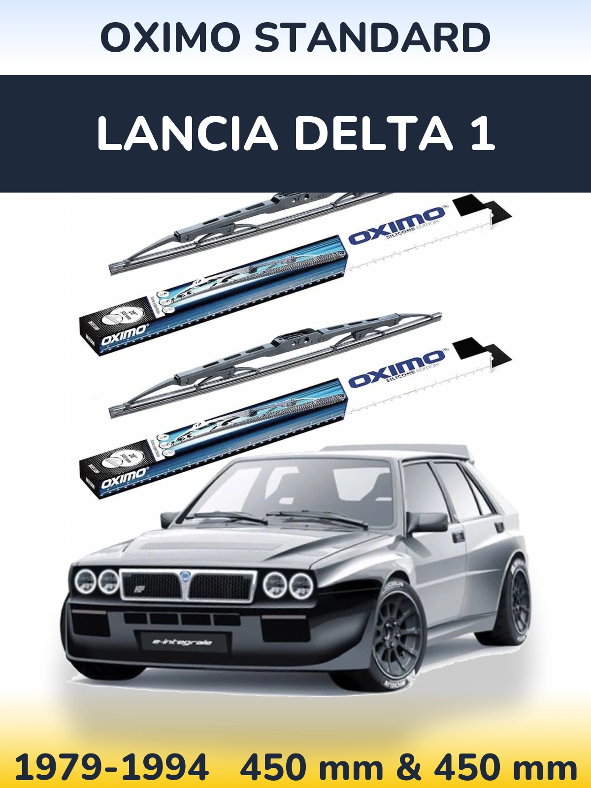 Front wiper blade set Oximo Standard 450 & 450 mm for Lancia Delta 1 1979-1994