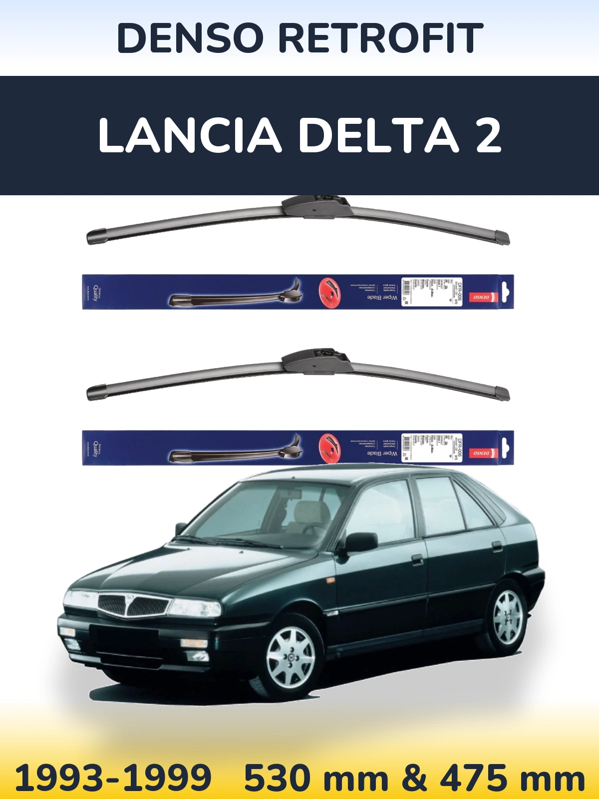Комплект передних дворников Denso Retrofit 530 & 475 мм для Lancia Delta 2 1993-1999