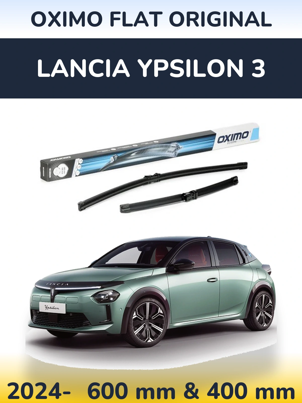 Комплект передних дворников Oximo Flat Original 600 & 400 мм для Lancia Ypsilon 3 2024-2026
