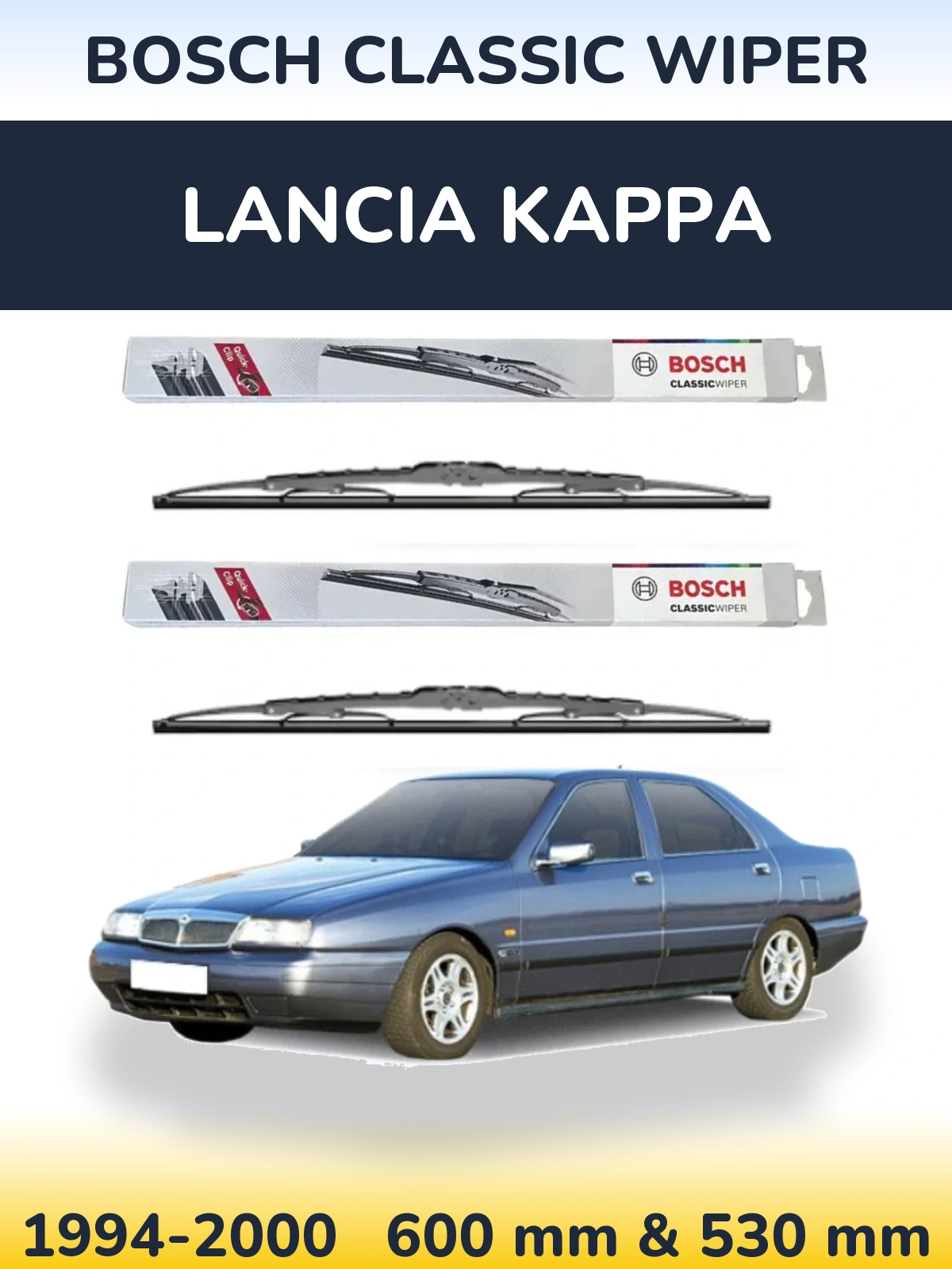 Комплект передних дворников BOSCH Classic Wiper 600 & 530 мм для Lancia Kappa 1994-2000