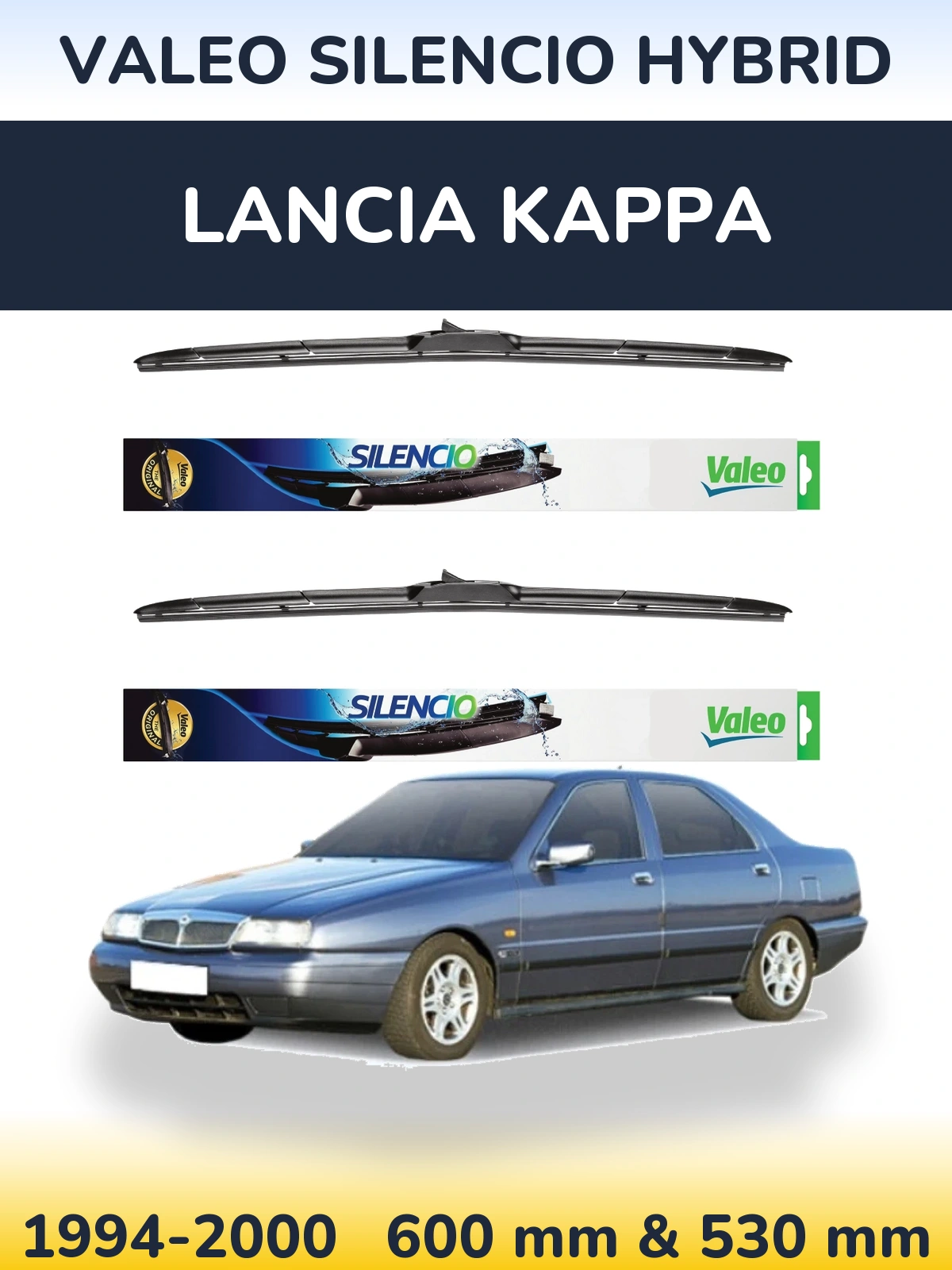 Комплект передніх щіток Valeo Silencio Hybrid 600 & 530 мм для Lancia Kappa 1994-2000