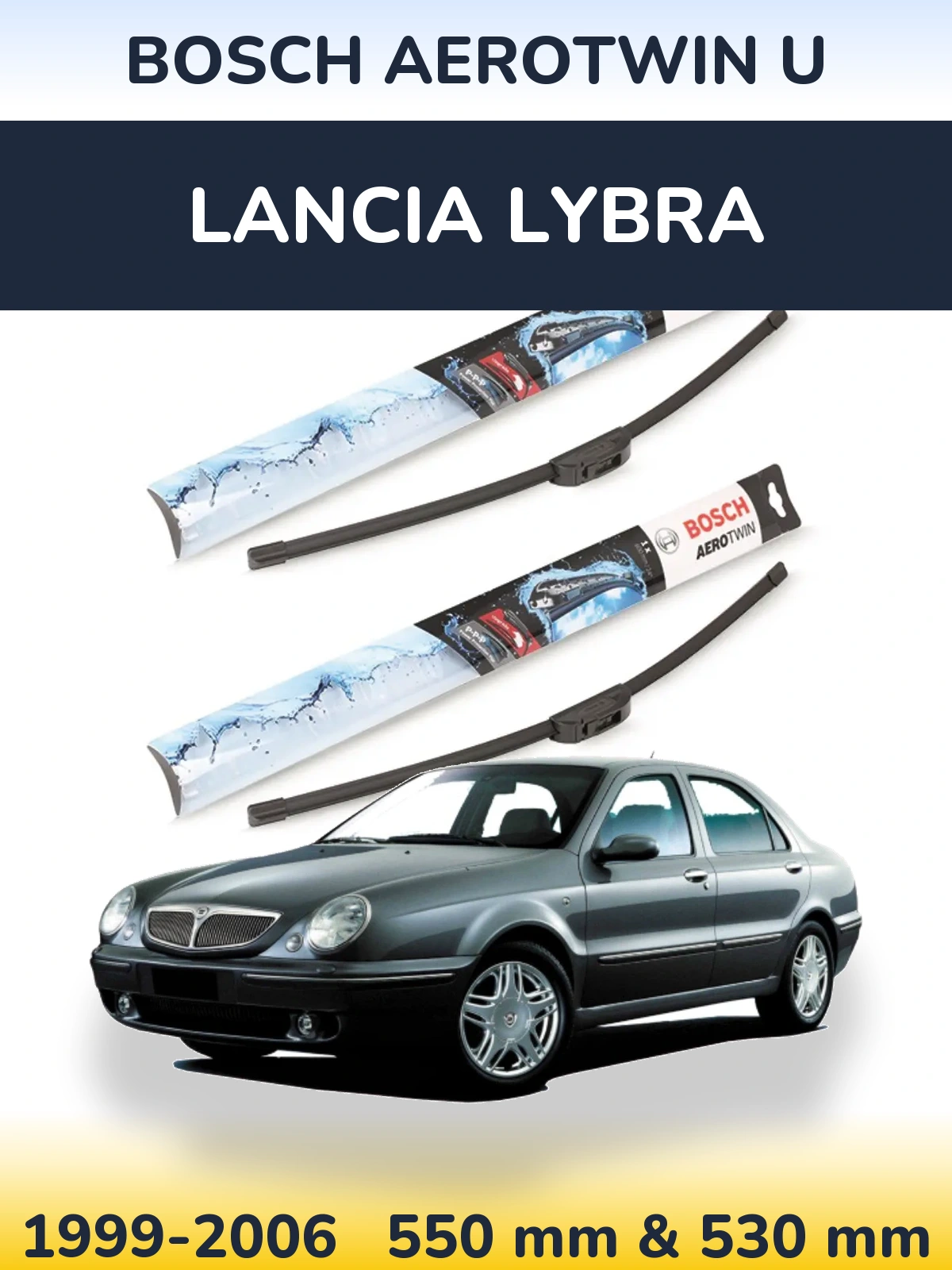 Комплект передних дворников BOSCH AeroTwin U 550 & 530 мм для Lancia Lybra 1999-2006