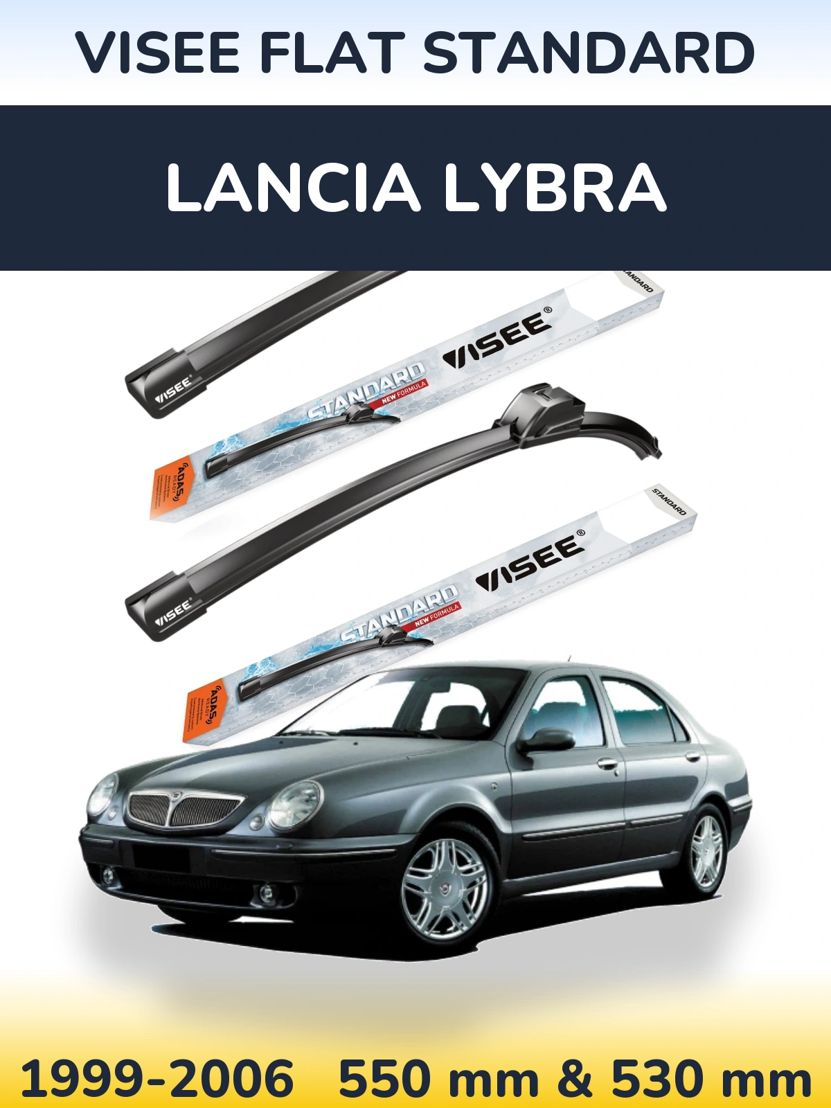Комплект передних дворников VISEE FLAT STANDARD 550 & 530 мм для Lancia Lybra 1999-2006