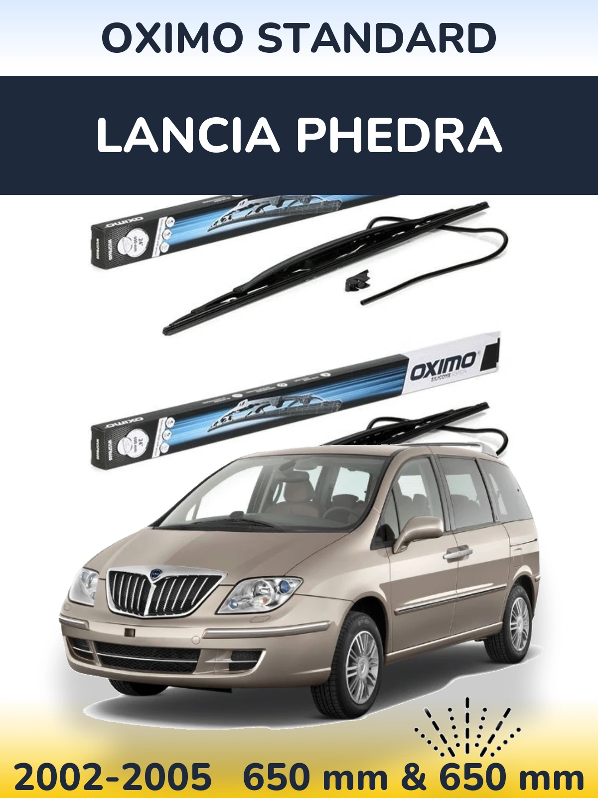 Front wiper blade set Oximo Standard 650 & 650 mm for Lancia Phedra 2002-2005