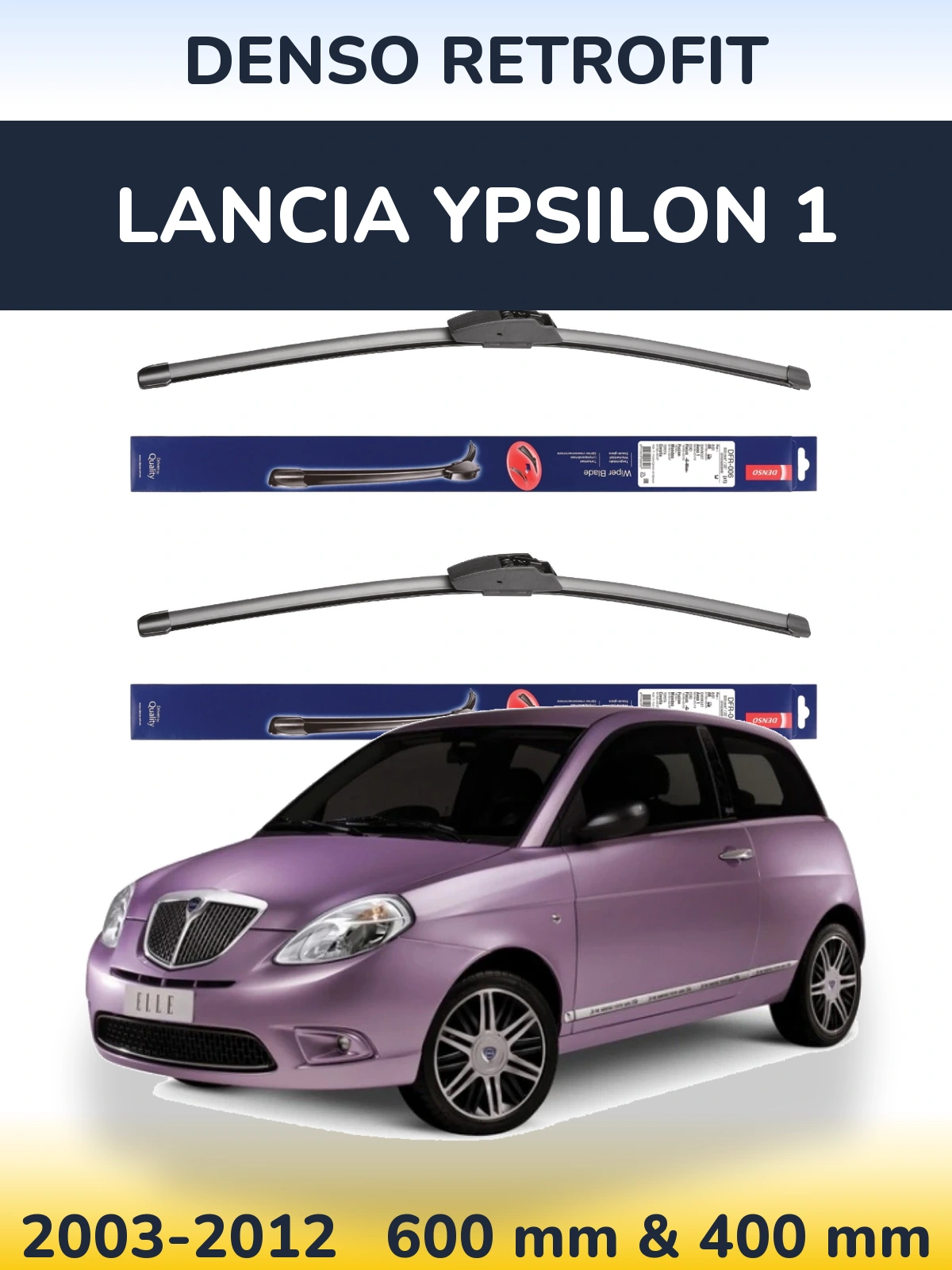 Комплект передніх щіток Denso Retrofit 600 & 400 мм для Lancia Ypsilon 1 2003-2012