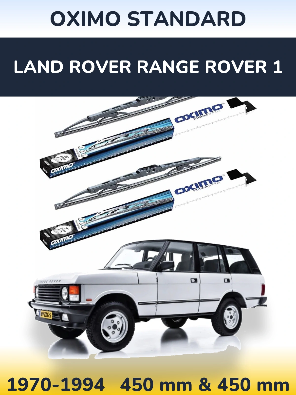 Front wiper blade set Oximo Standard 450 & 450 mm for Land Rover Range Rover 1 1970-1994