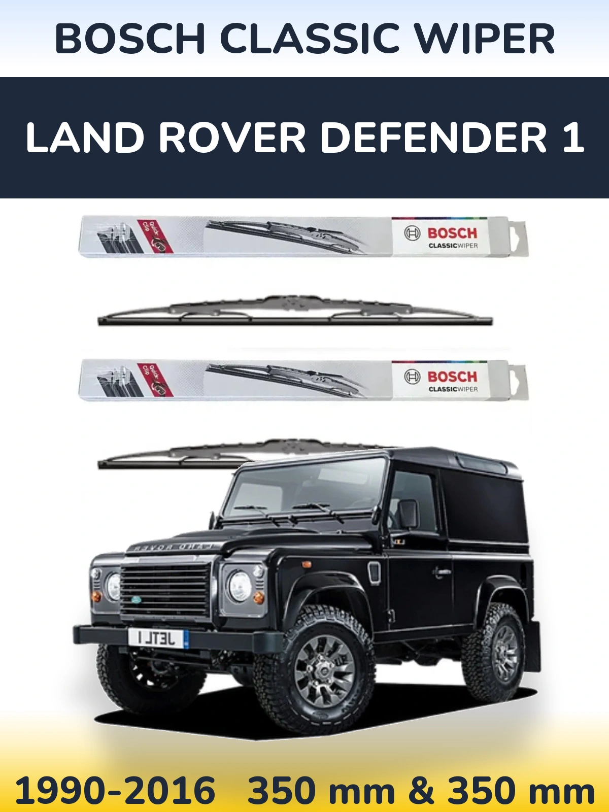 Front wiper blade set BOSCH Classic Wiper 340 & 340 mm for Land Rover Defender 1 1990-2016
