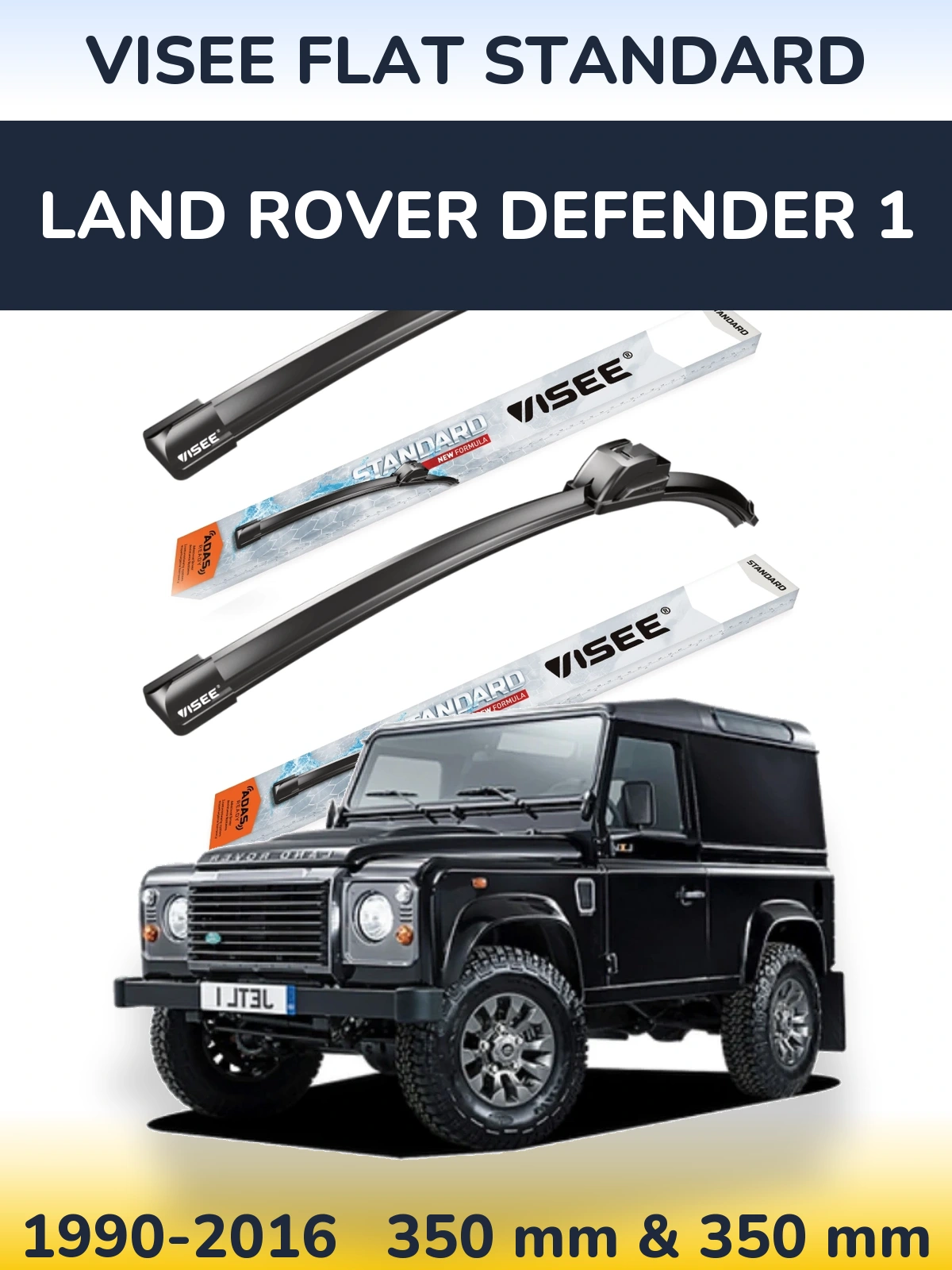 Front wiper blade set VISEE FLAT STANDARD 350 & 350 mm for Land Rover Defender 1 1990-2016