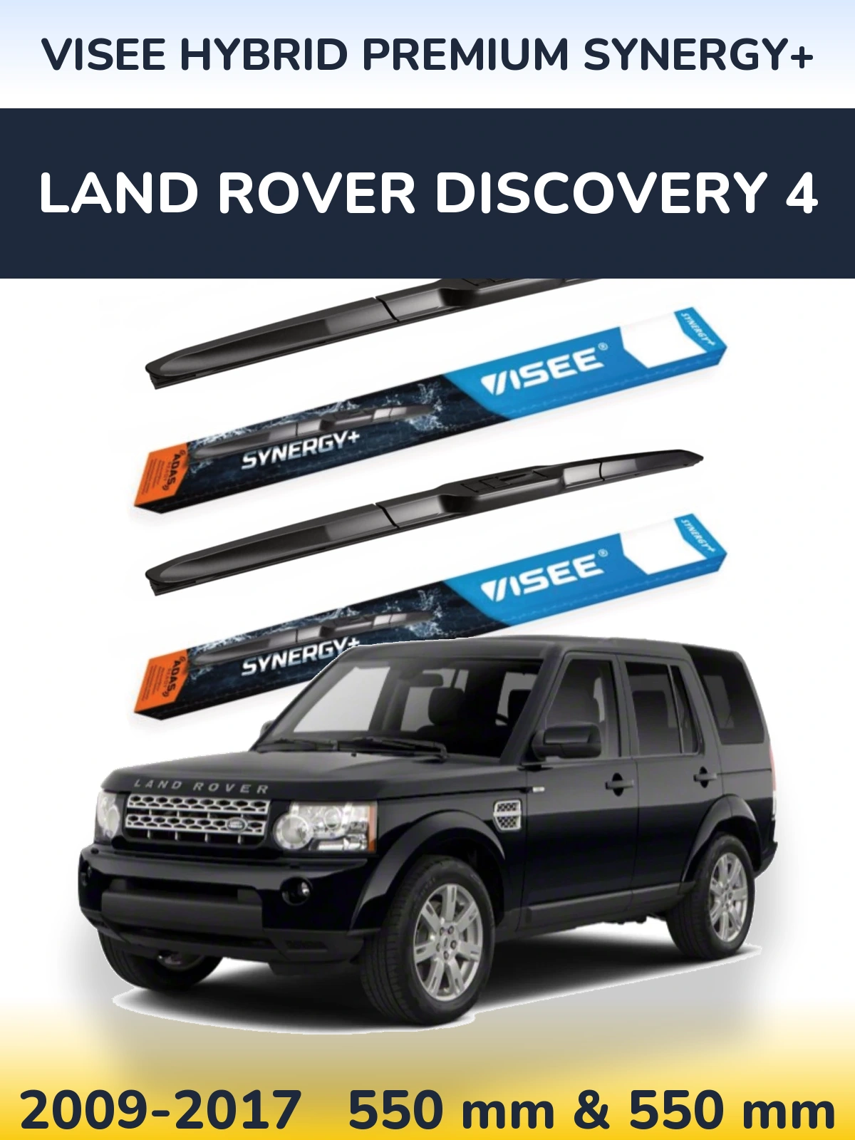 Front wiper blade set VISEE HYBRID PREMIUM SYNERGY+ 550 & 550 mm for Land Rover Discovery 4 2009-2017
