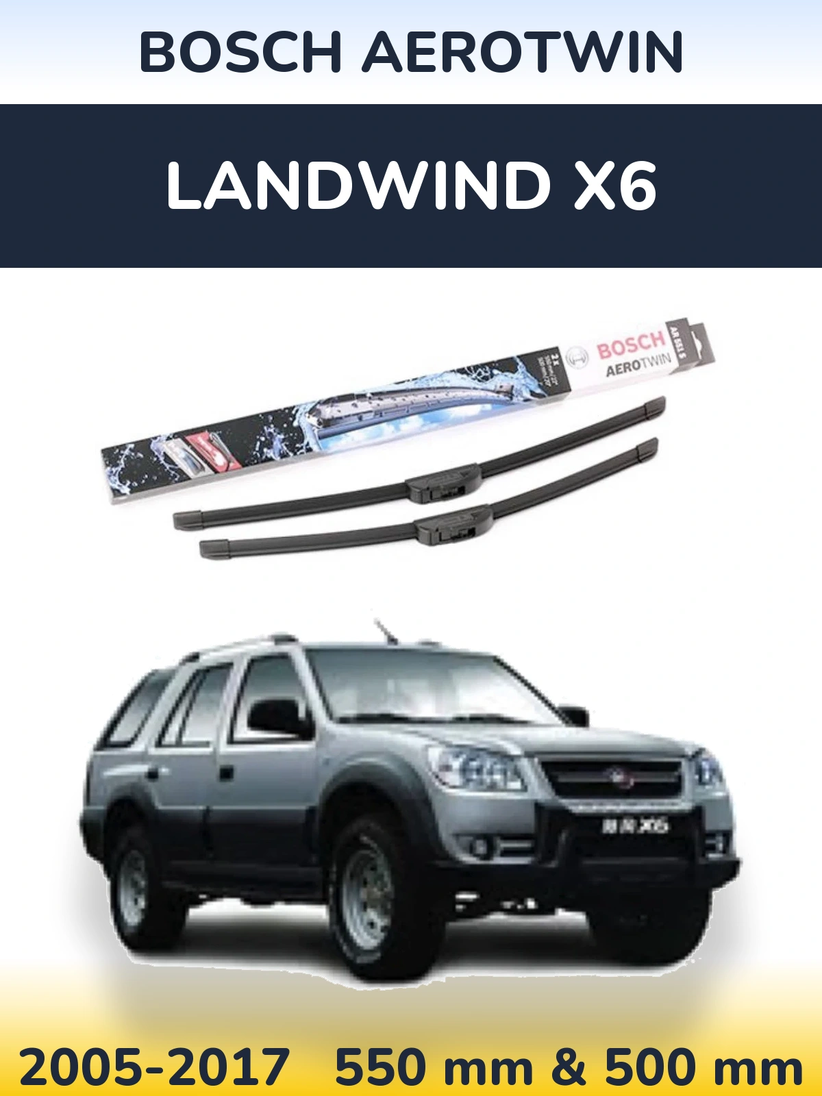 Комплект передних дворников BOSCH AeroTwin 550 & 500 мм для Landwind X6 2005-2017