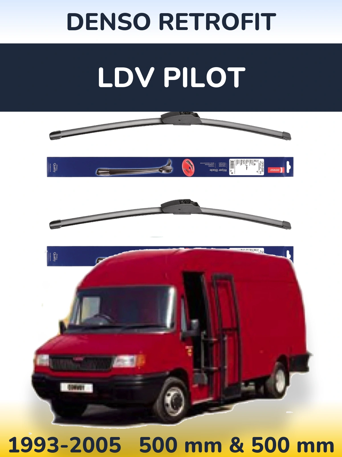Комплект передних дворников Denso Retrofit 500 & 500 мм для LDV Pilot 1993-2005