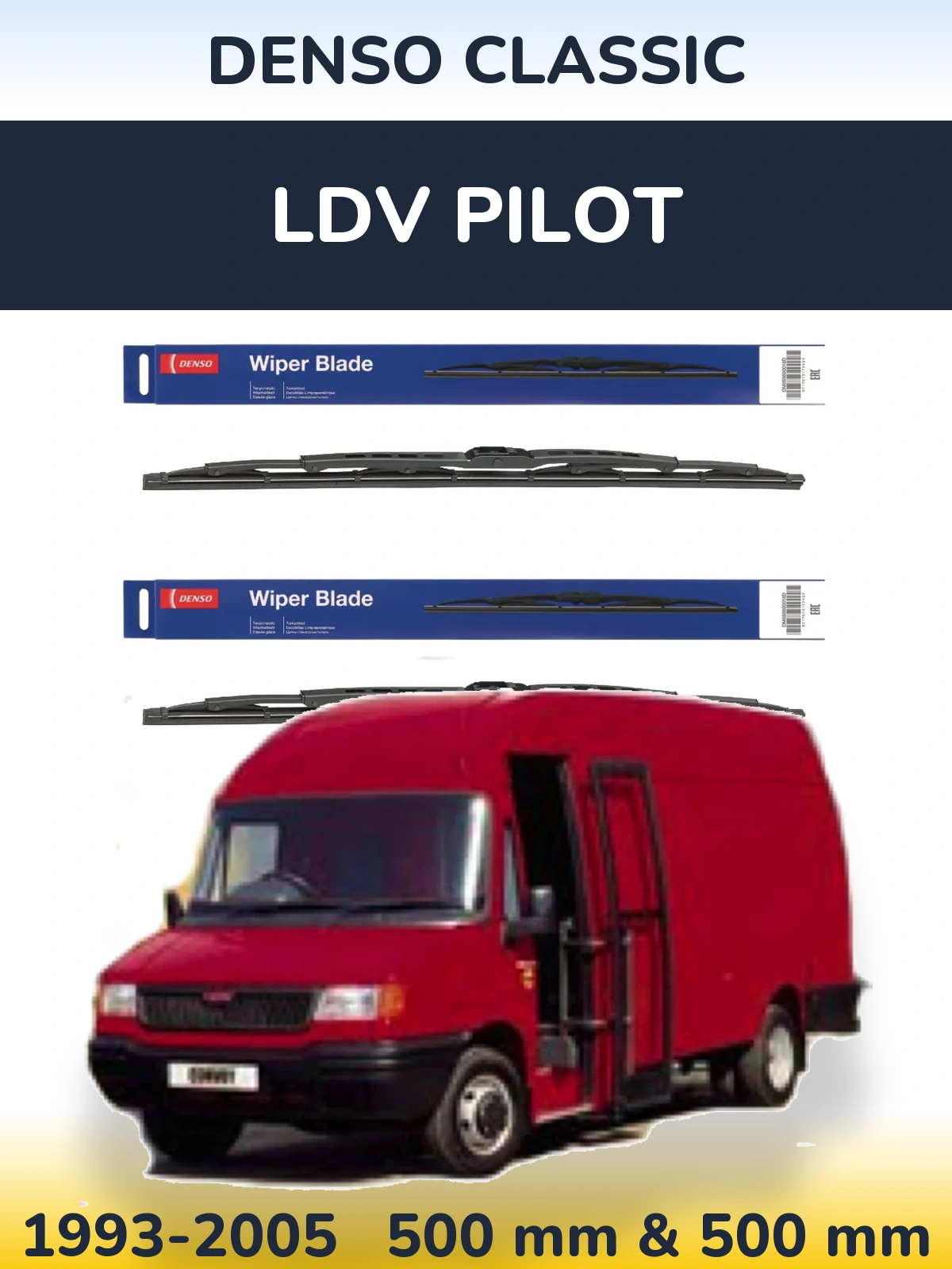 Комплект передніх щіток Denso Classic 500 & 500 мм для LDV Pilot 1993-2005