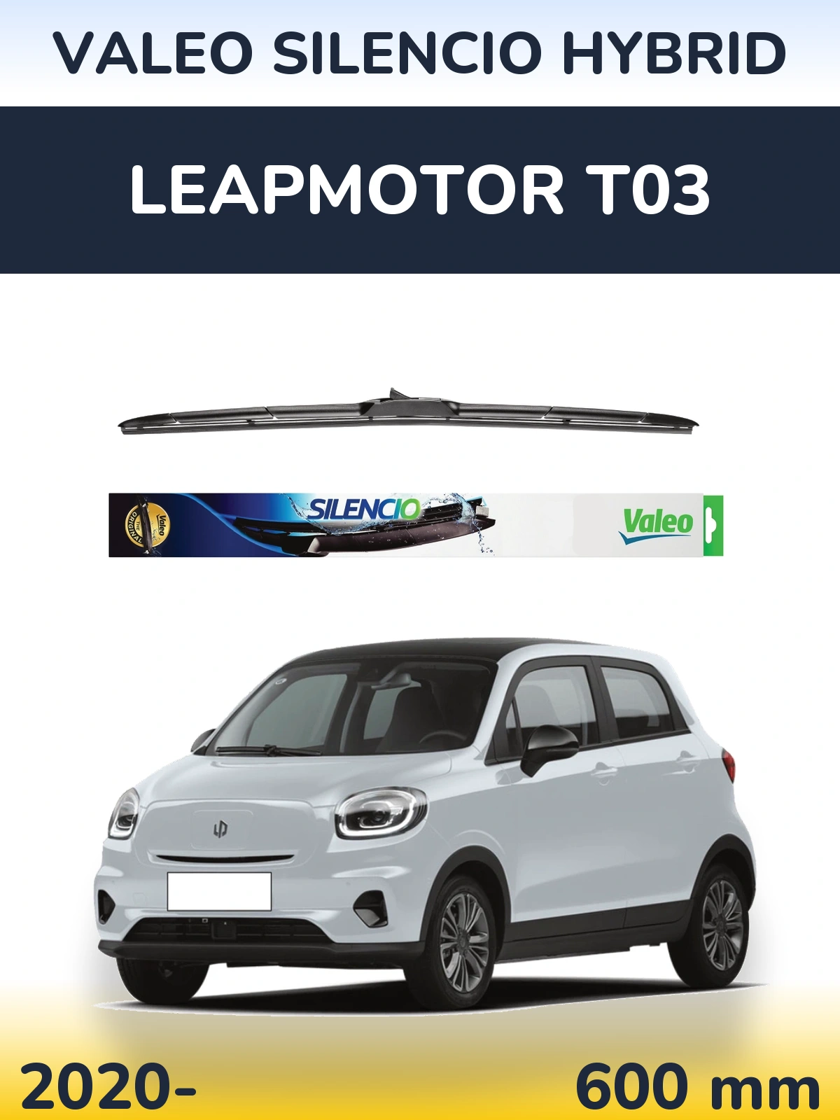 Front wiper blade Valeo Silencio Hybrid 600 mm for Leapmotor T03 2020-2026