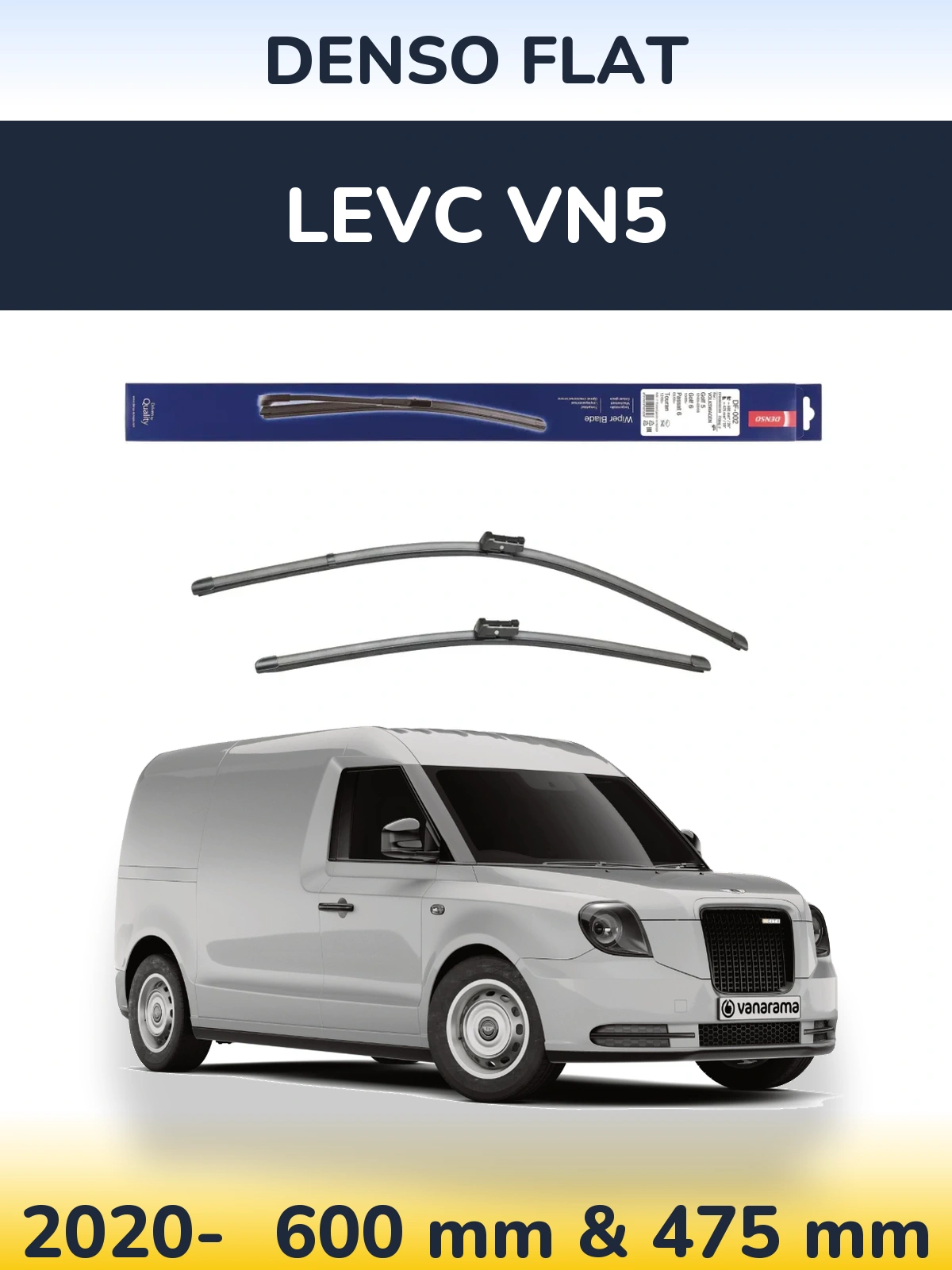 Комплект передних дворников Denso Flat 600 & 475 мм для LEVC VN5 2020-2026
