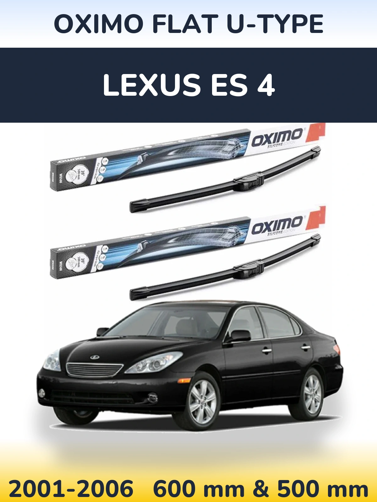 Комплект передних дворников Oximo Flat U-type 600 & 500 мм для Lexus ES 4 2001-2006
