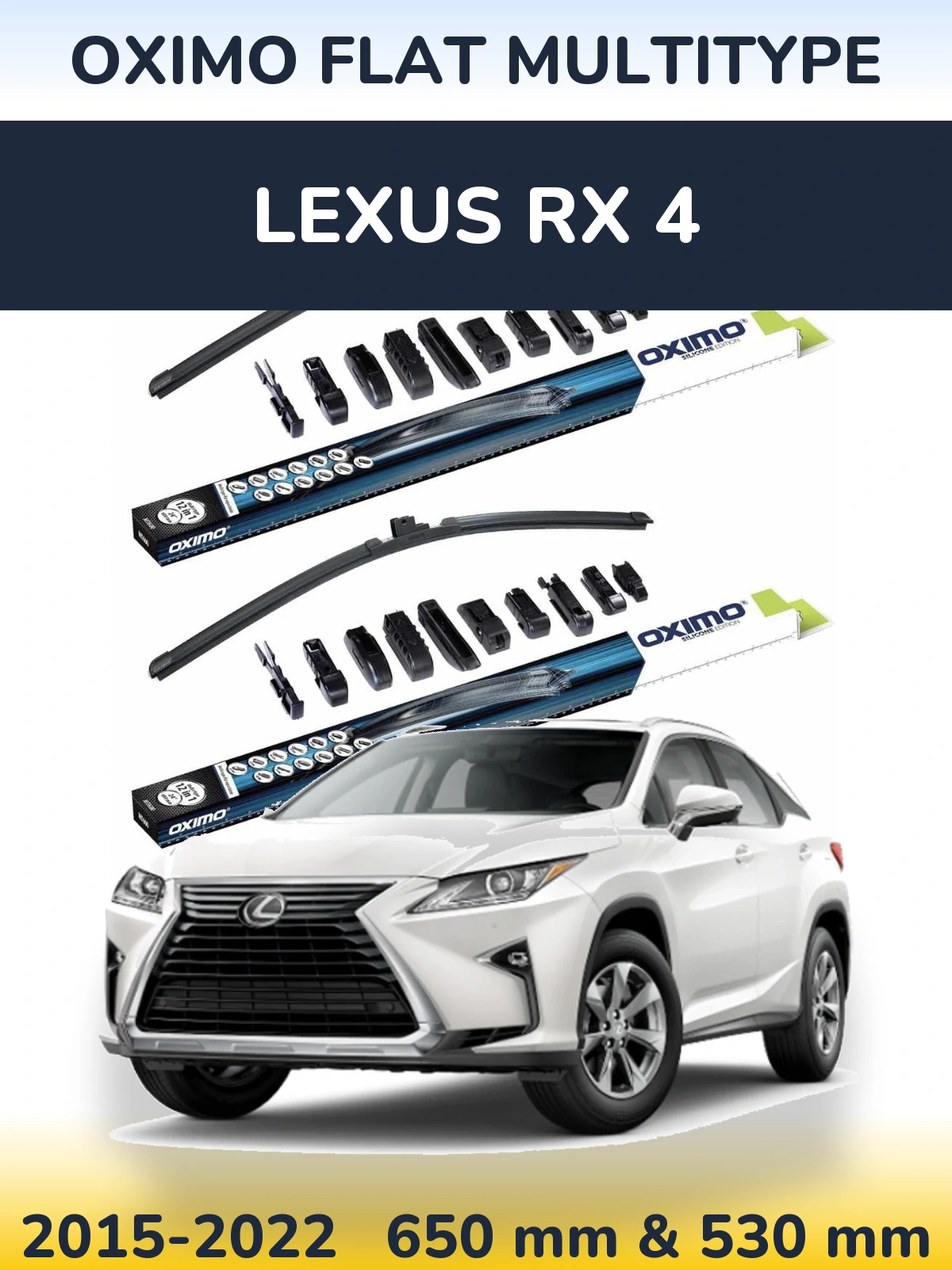 Комплект передніх щіток Oximo Flat MultiТипe 650 & 530 мм для Lexus RX 4 2015-2022