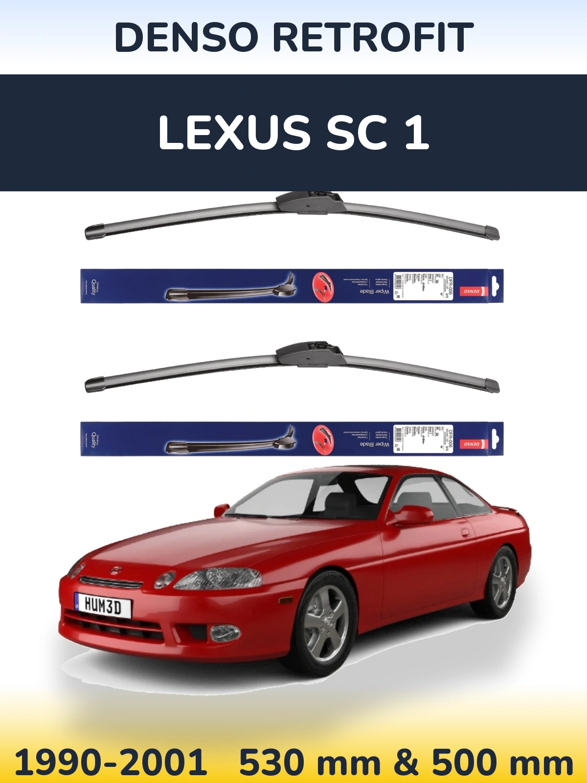 Комплект передних дворников Denso Retrofit 530 & 500 мм для Lexus SC 1 1990-2001
