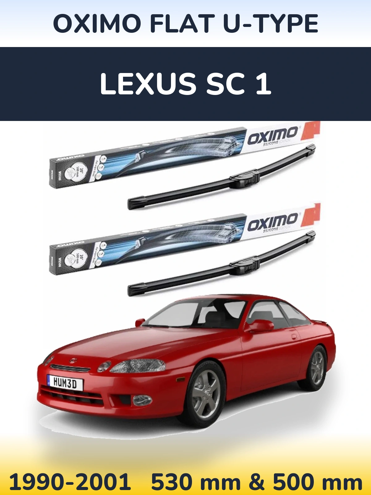 Комплект передних дворников Oximo Flat U-type 530 & 500 мм для Lexus SC 1 1990-2001