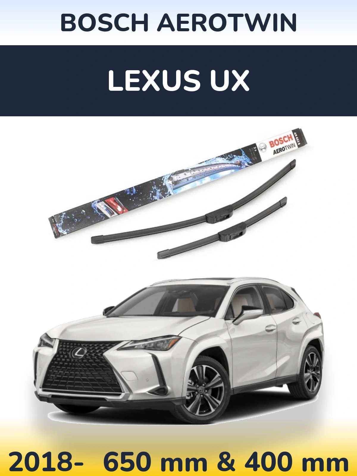 Front wiper blade set BOSCH AeroTwin 650 & 400 mm for Lexus UX 2018-2026