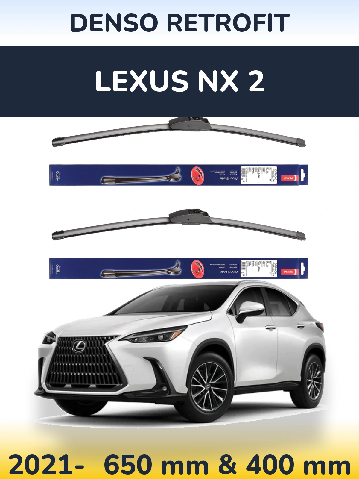 Комплект передніх щіток Denso Retrofit 650 & 400 мм для Lexus NX 2 2021-2026