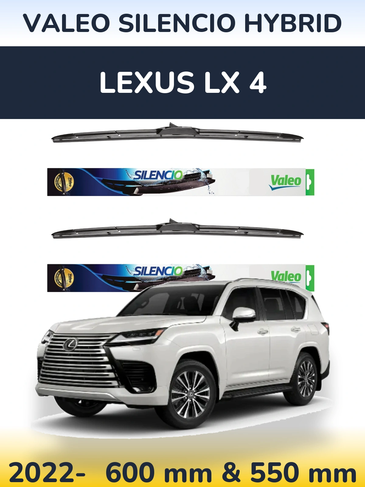 Комплект передних дворников Valeo Silencio Hybrid 600 & 550 мм для Lexus LX 4 2022-2026