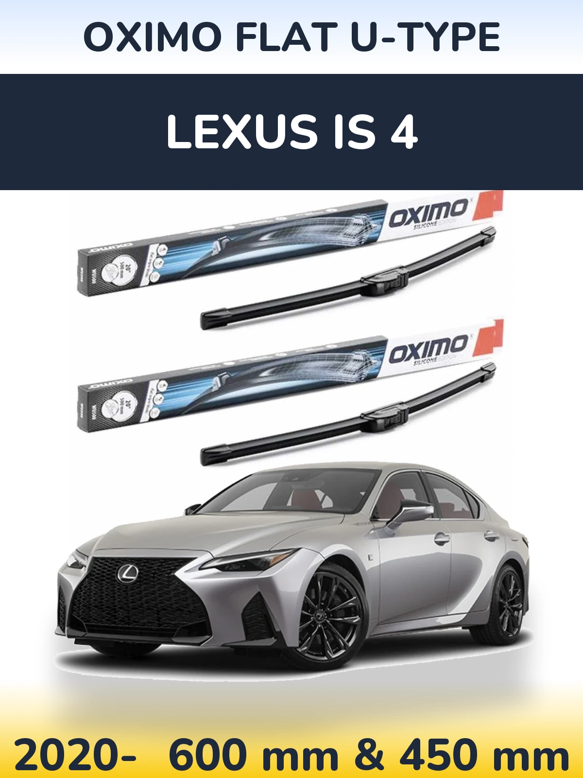 Комплект передних дворников Oximo Flat U-type 600 & 450 мм для Lexus IS 4 2020-2026