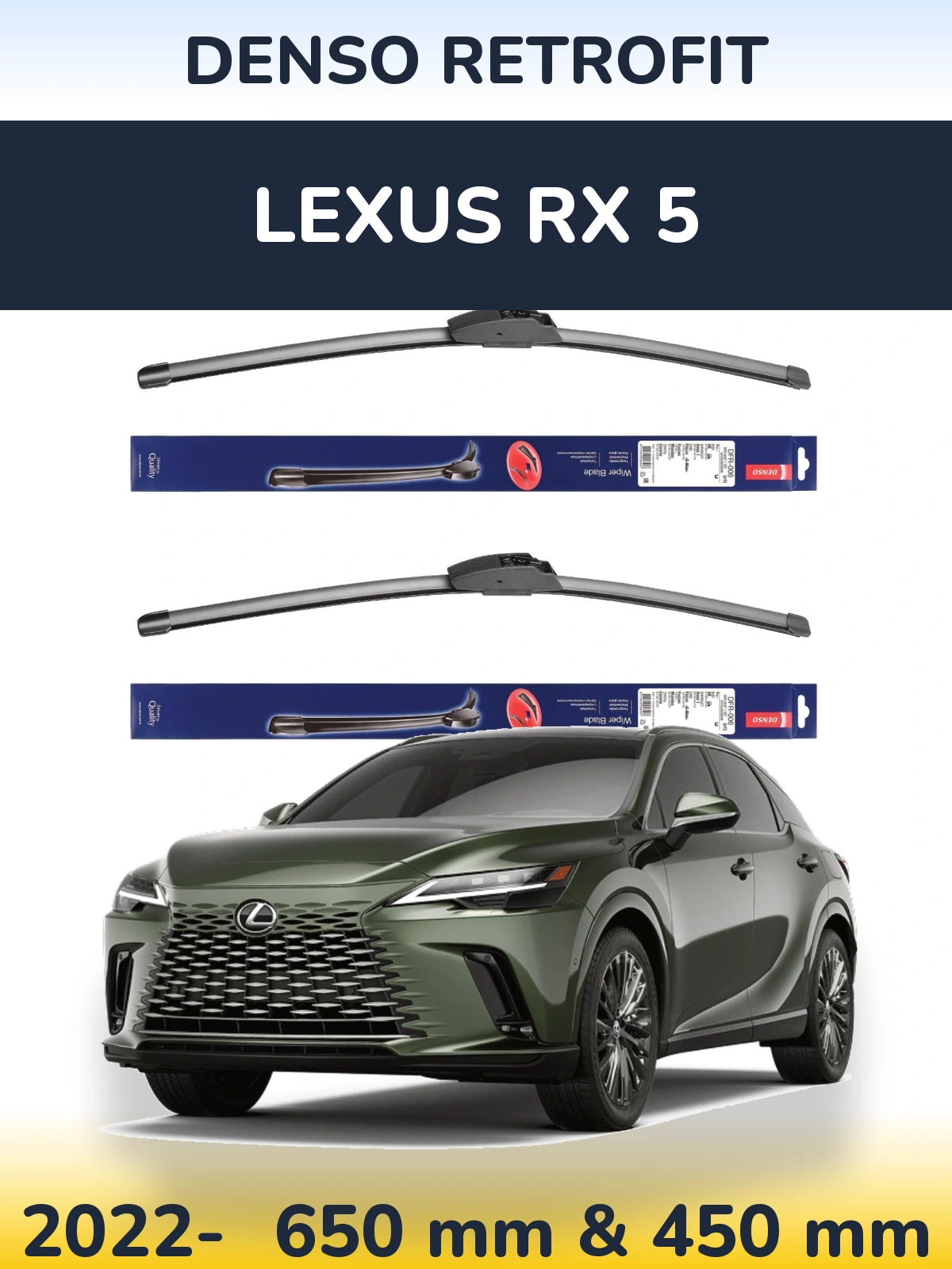 Комплект передніх щіток Denso Retrofit 650 & 450 мм для Lexus RX 5 2022-2026