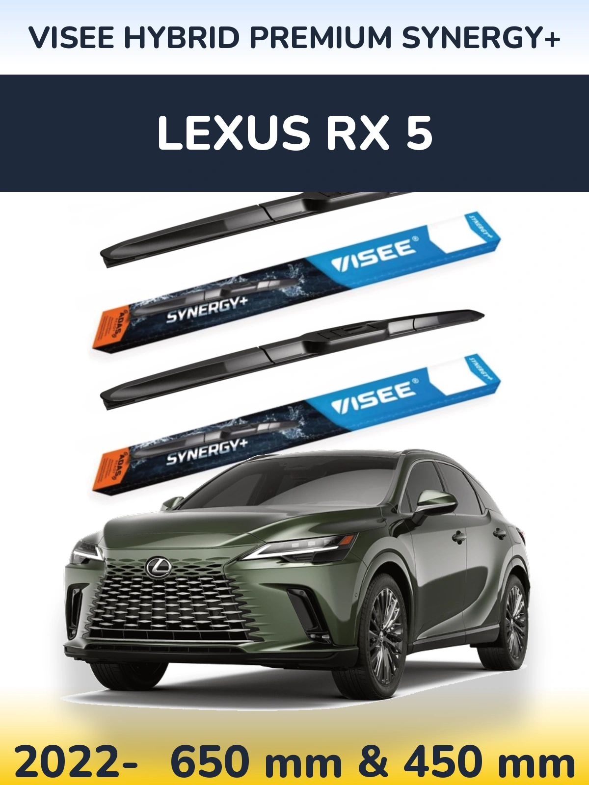 Комплект передних дворников VISEE HYBRID PREMIUM SYNERGY+ 650 & 450 мм для Lexus RX 5 2022-2026