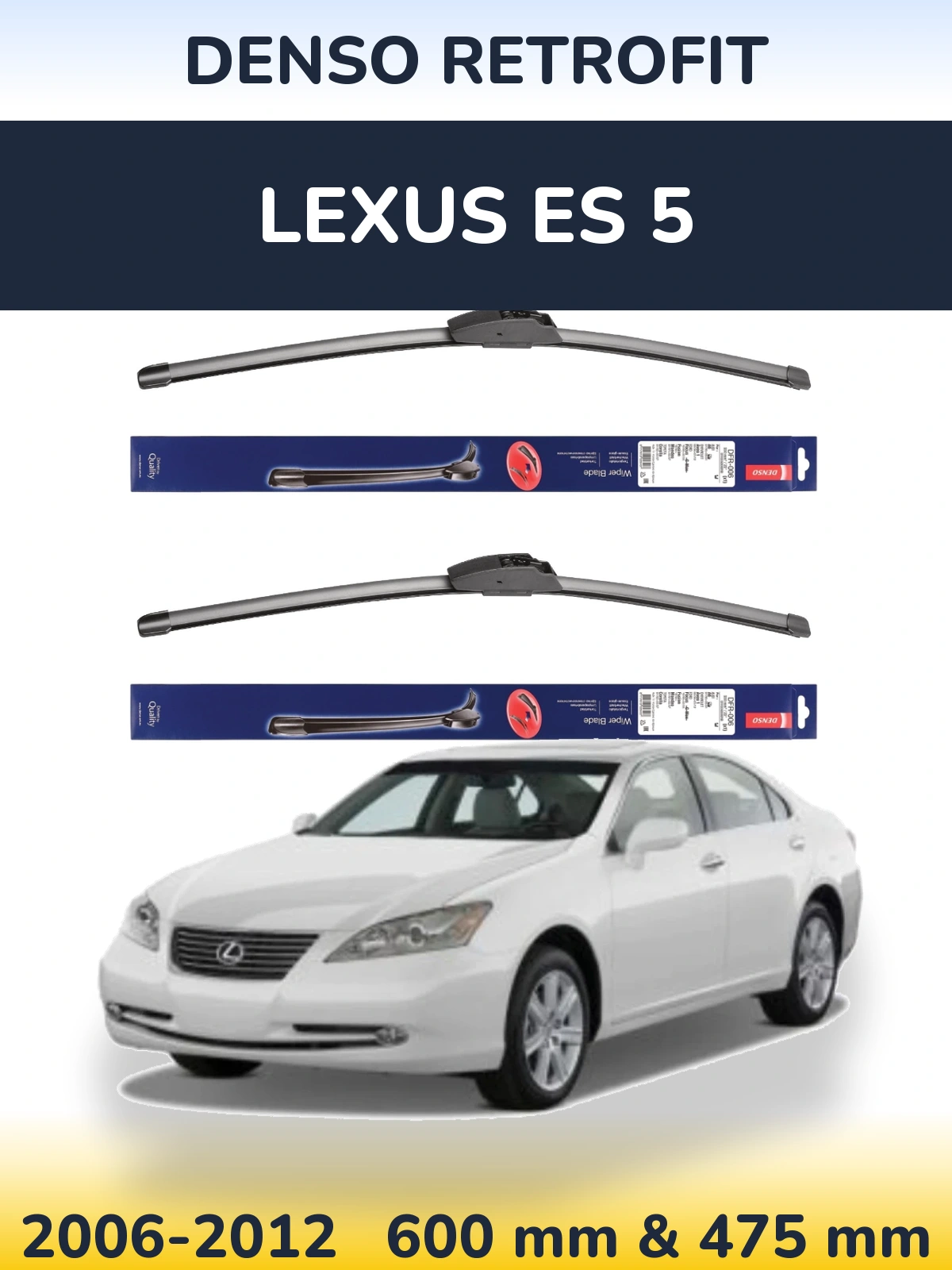 Front wiper blade set Denso Retrofit 600 & 475 mm for Lexus ES 5 2006-2012