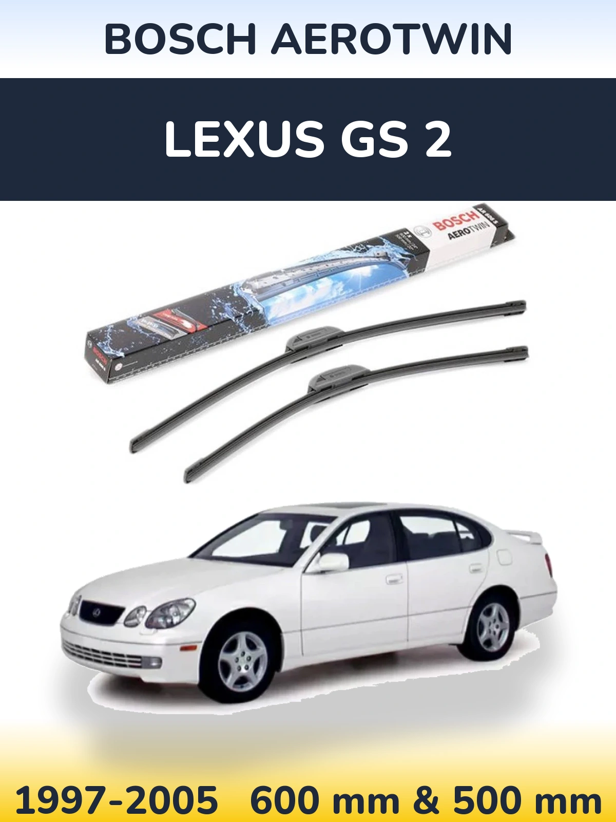 Комплект передних дворников BOSCH AeroTwin 600 & 500 мм для Lexus GS 2 1997-2005