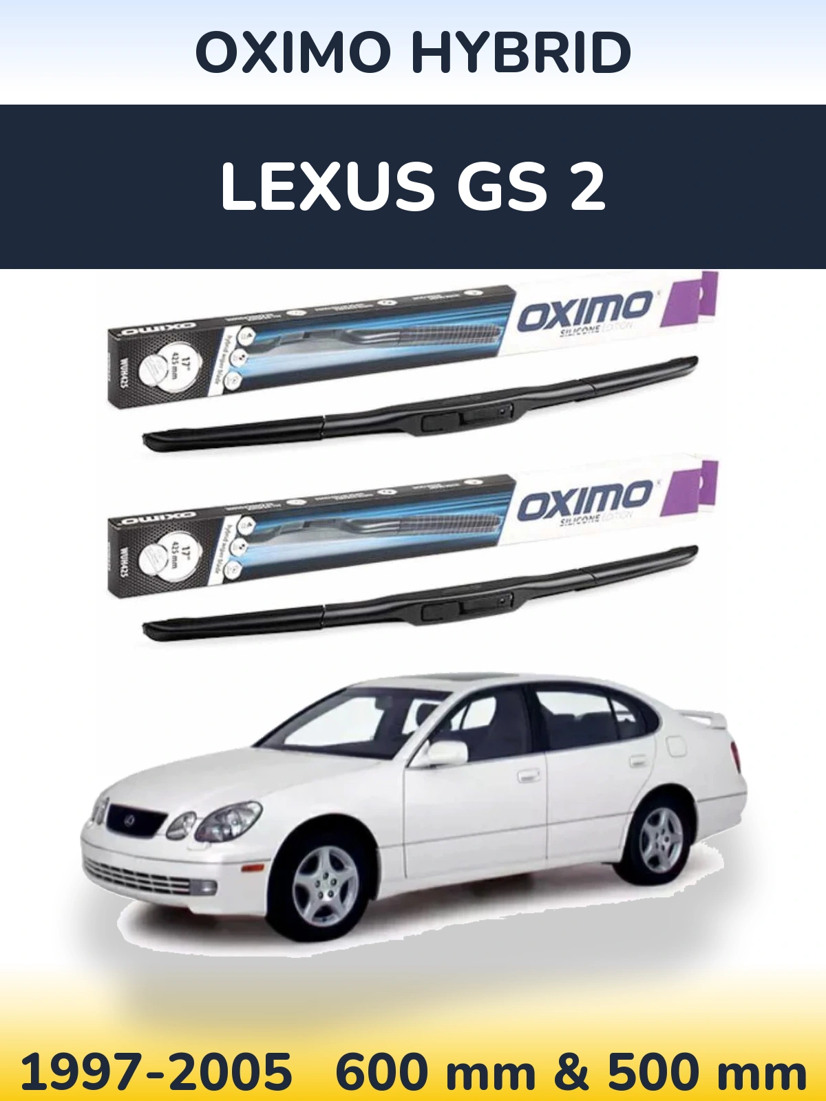 Комплект передних дворников Oximo Hybrid 600 & 500 мм для Lexus GS 2 1997-2005