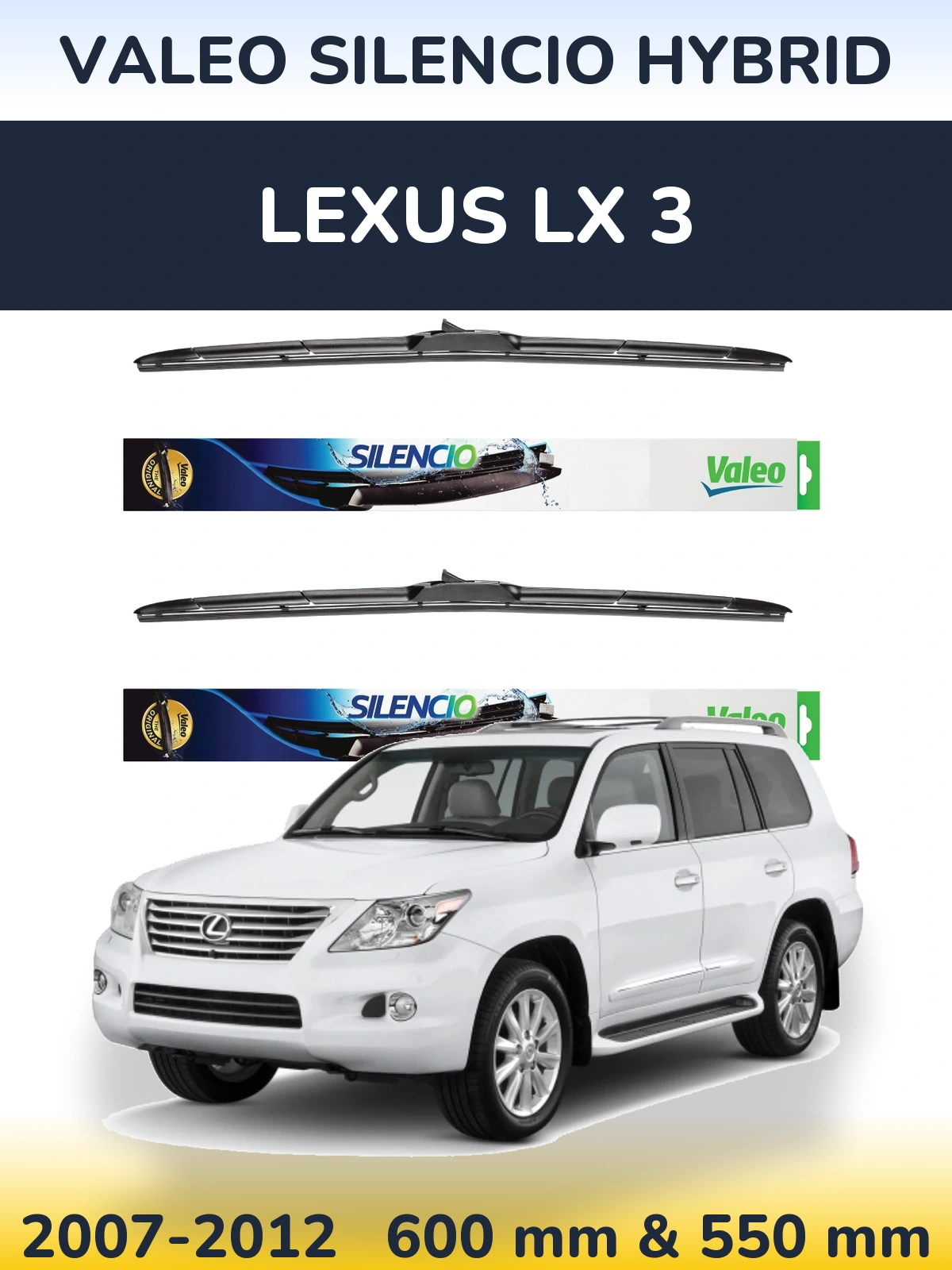 Комплект передних дворников Valeo Silencio Hybrid 600 & 550 мм для Lexus LX 3 2007-2012