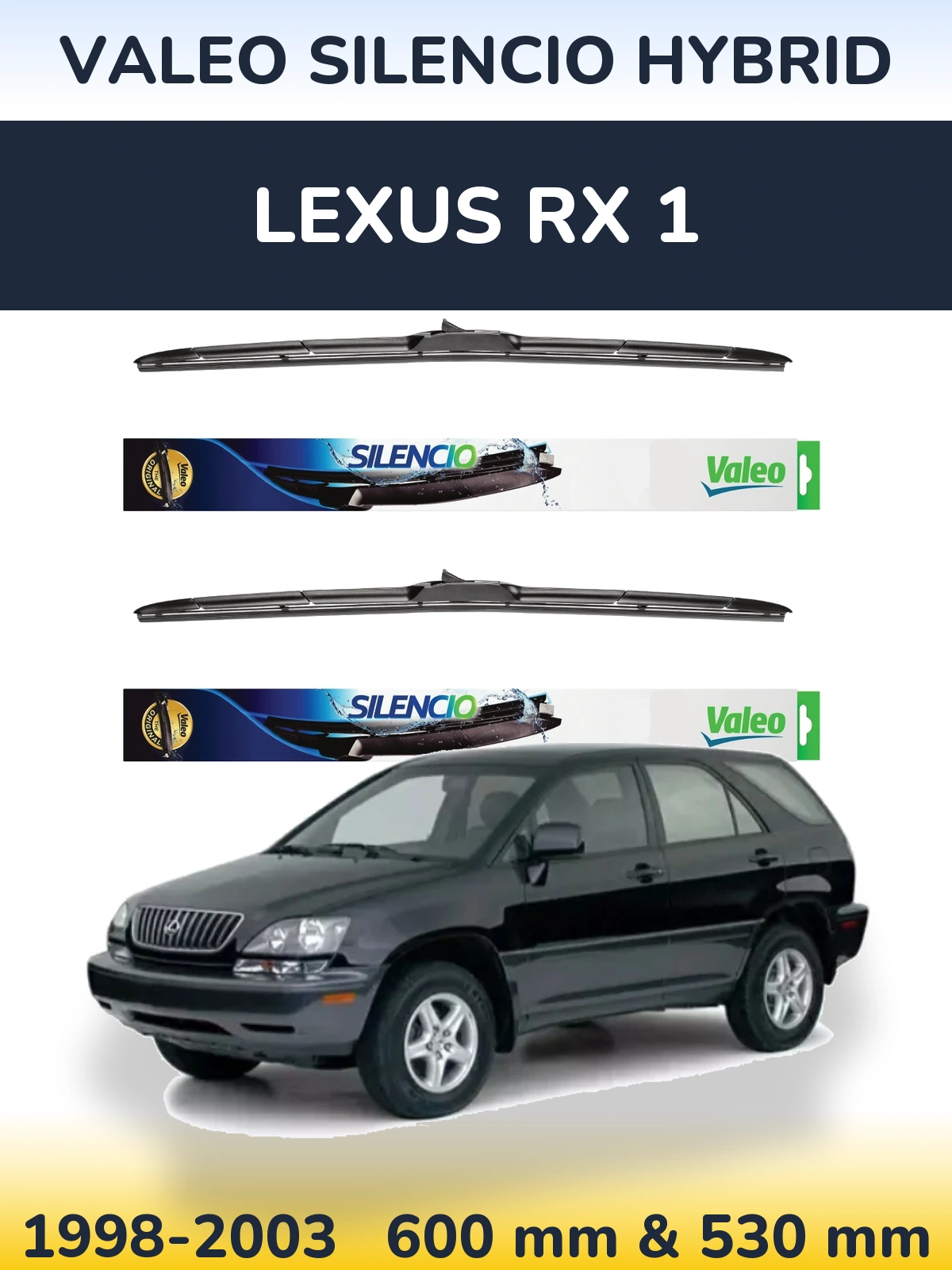 Комплект передних дворников Valeo Silencio Hybrid 600 & 530 мм для Lexus RX 1 1998-2003